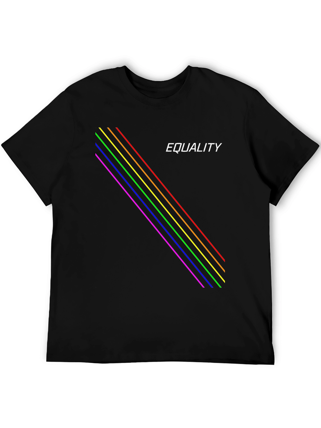 Equality Rainbow Stripe Black T-Shirt