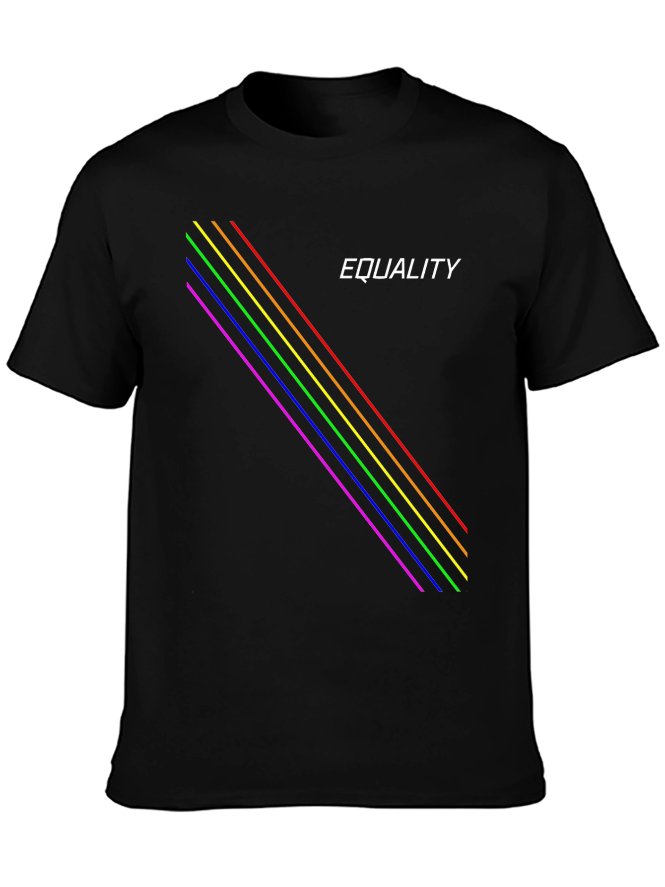 Equality Rainbow Stripe Black T-Shirt