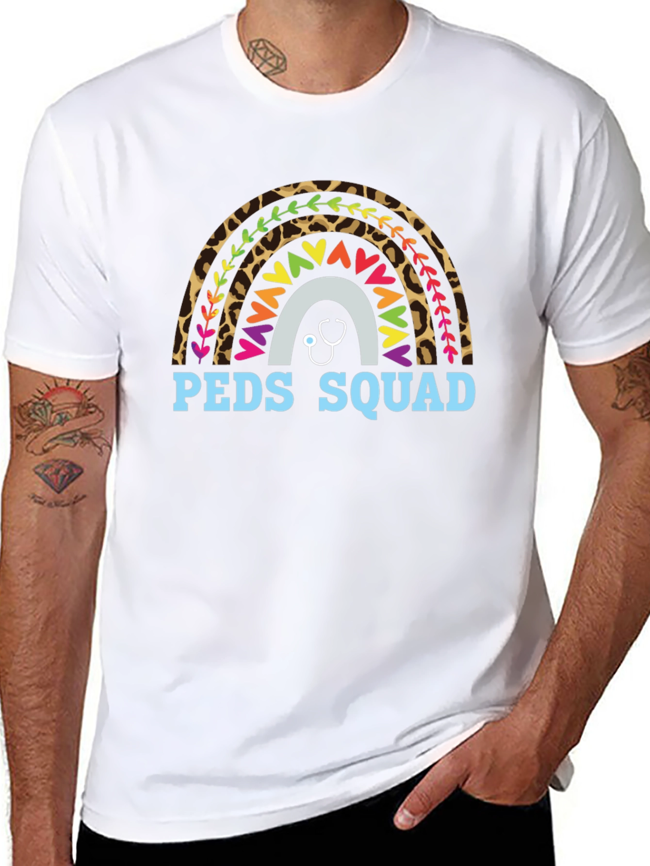 Peds Squad Rainbow Stethoscope T-Shirt
