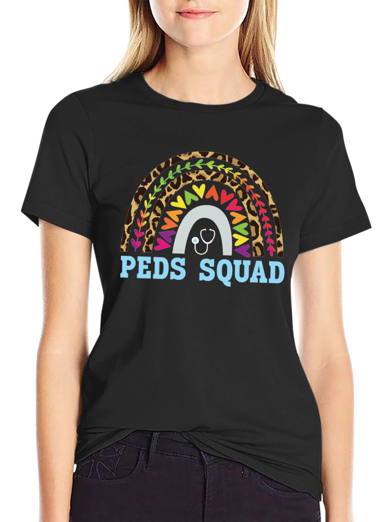 Peds Squad Rainbow Stethoscope T-Shirt