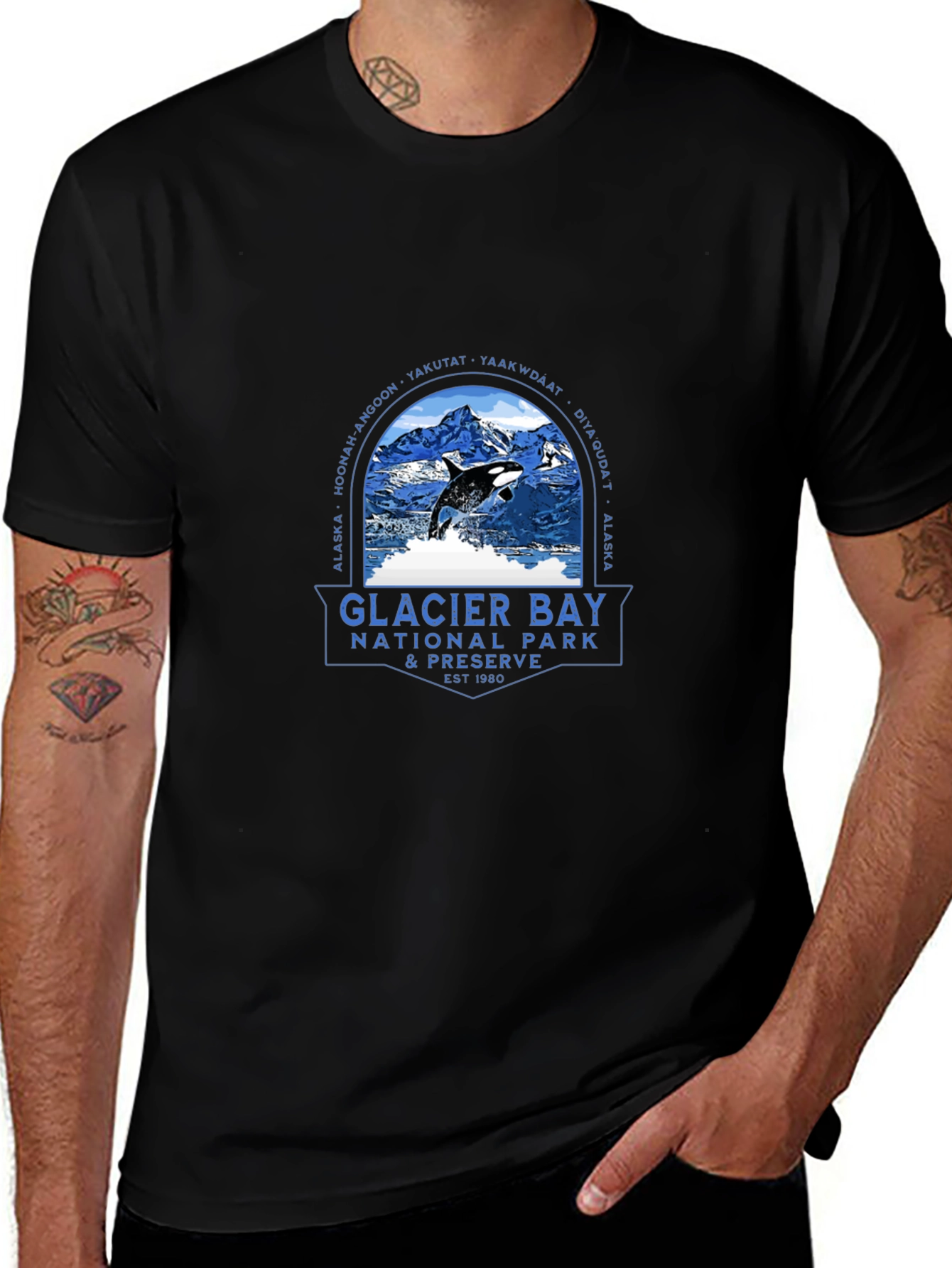 Glacier Bay National Park Black T-Shirt