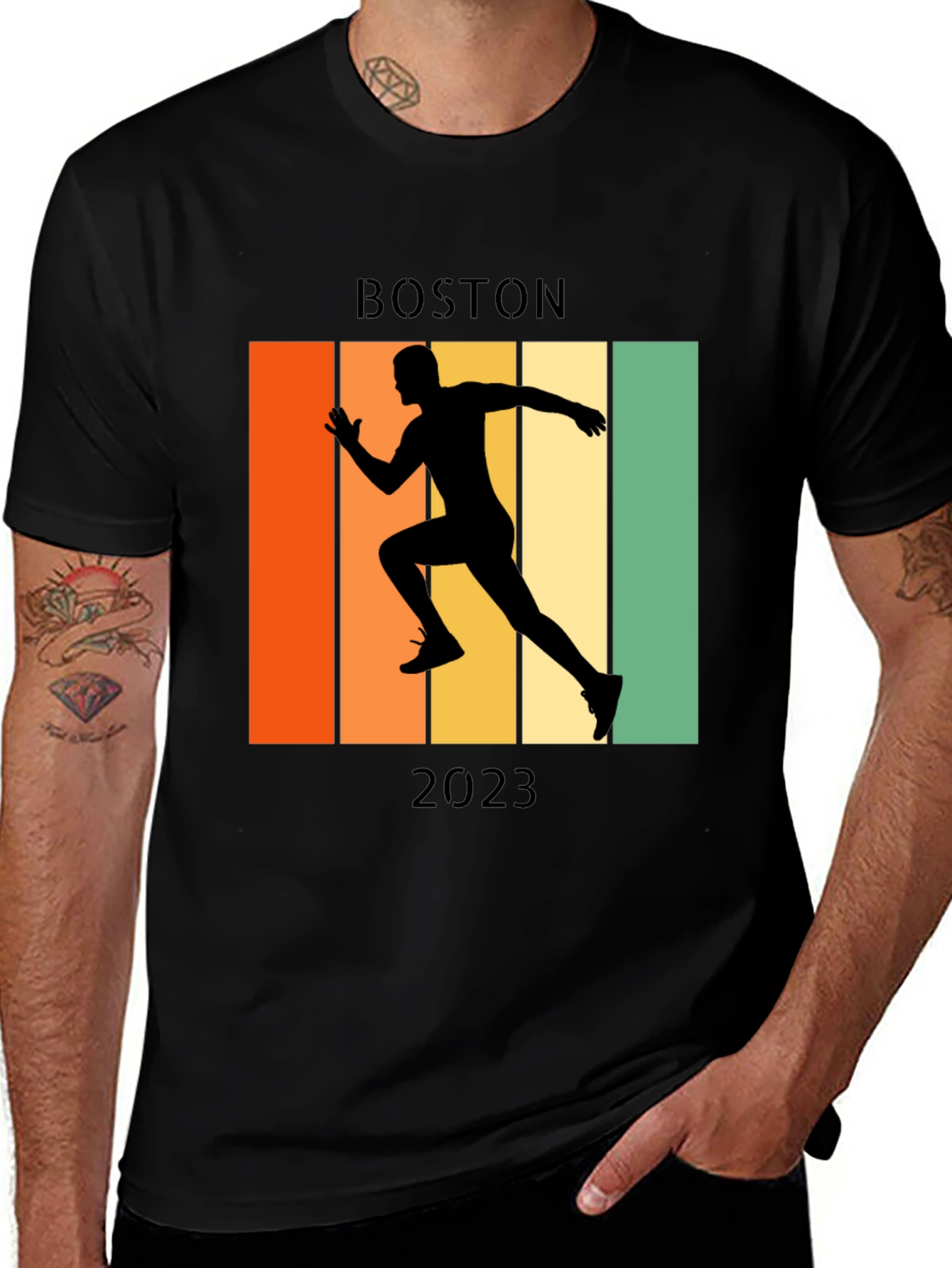 Boston Marathon 2023 Retro Runner T-Shirt