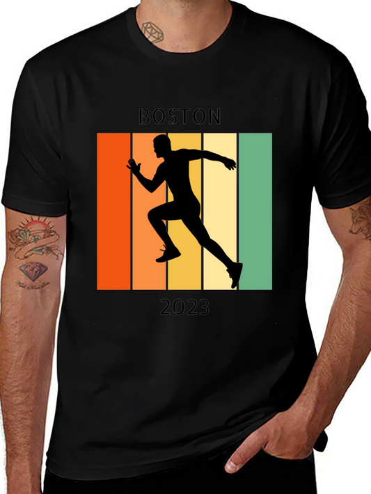 Boston Marathon 2023 Retro Runner T-Shirt