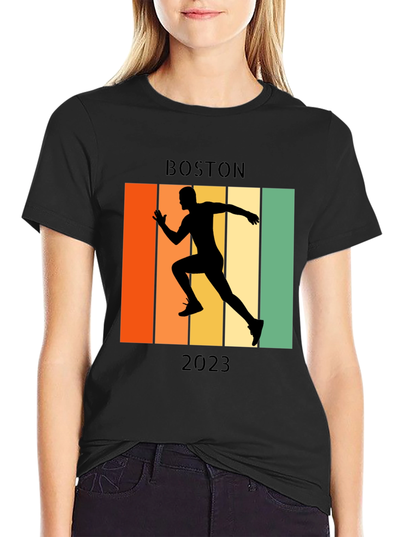 Boston Marathon 2023 Retro Runner T-Shirt