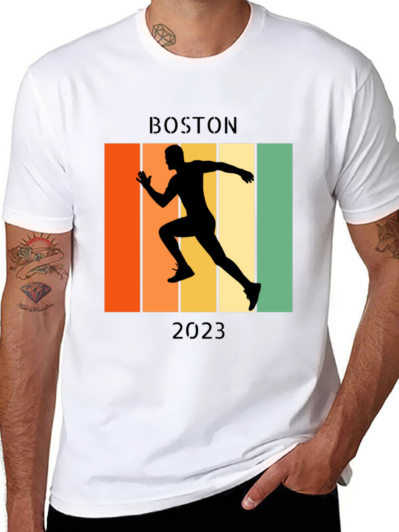 Boston Marathon 2023 Retro Runner T-Shirt