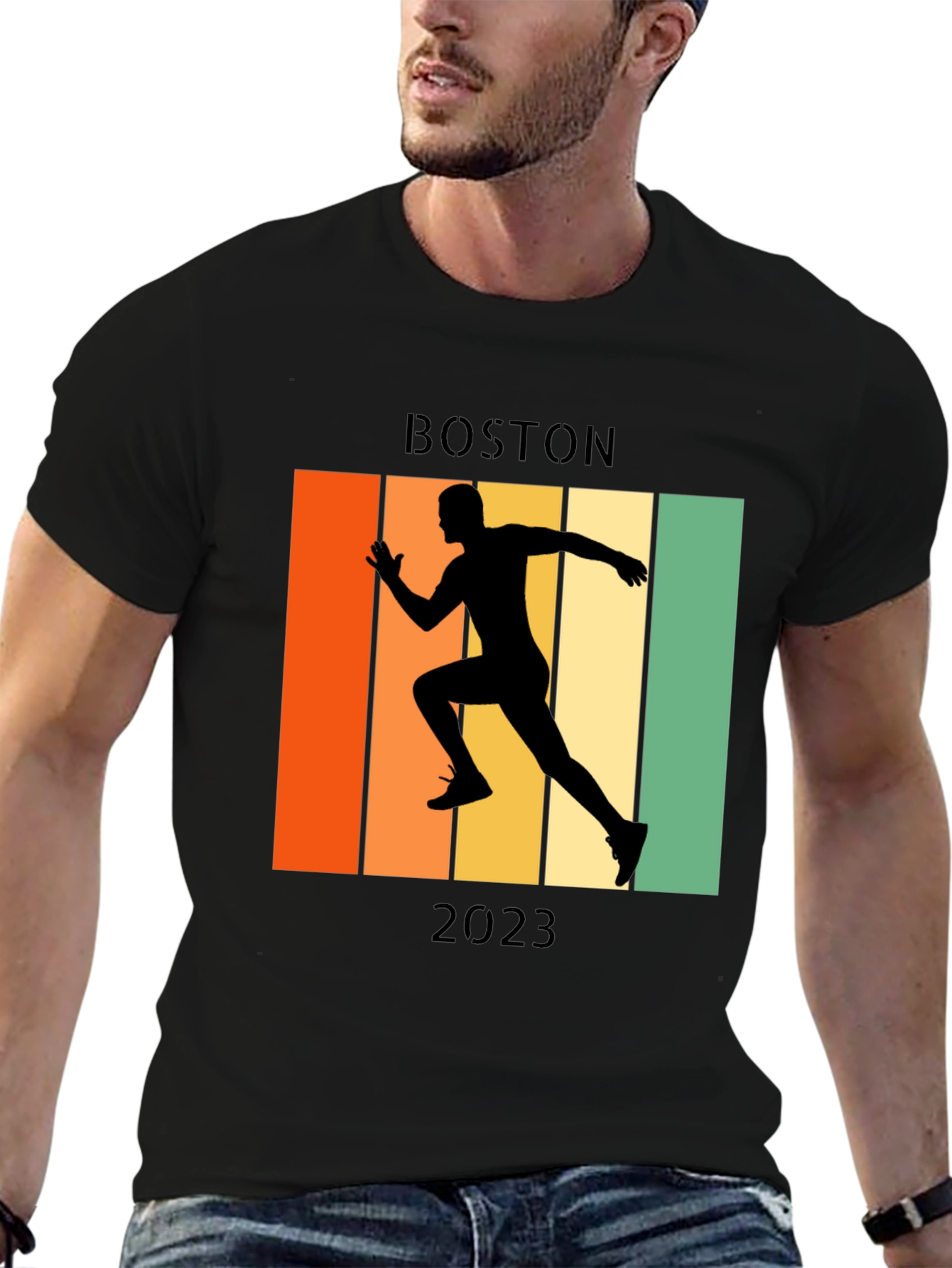 Boston Marathon 2023 Retro Runner T-Shirt