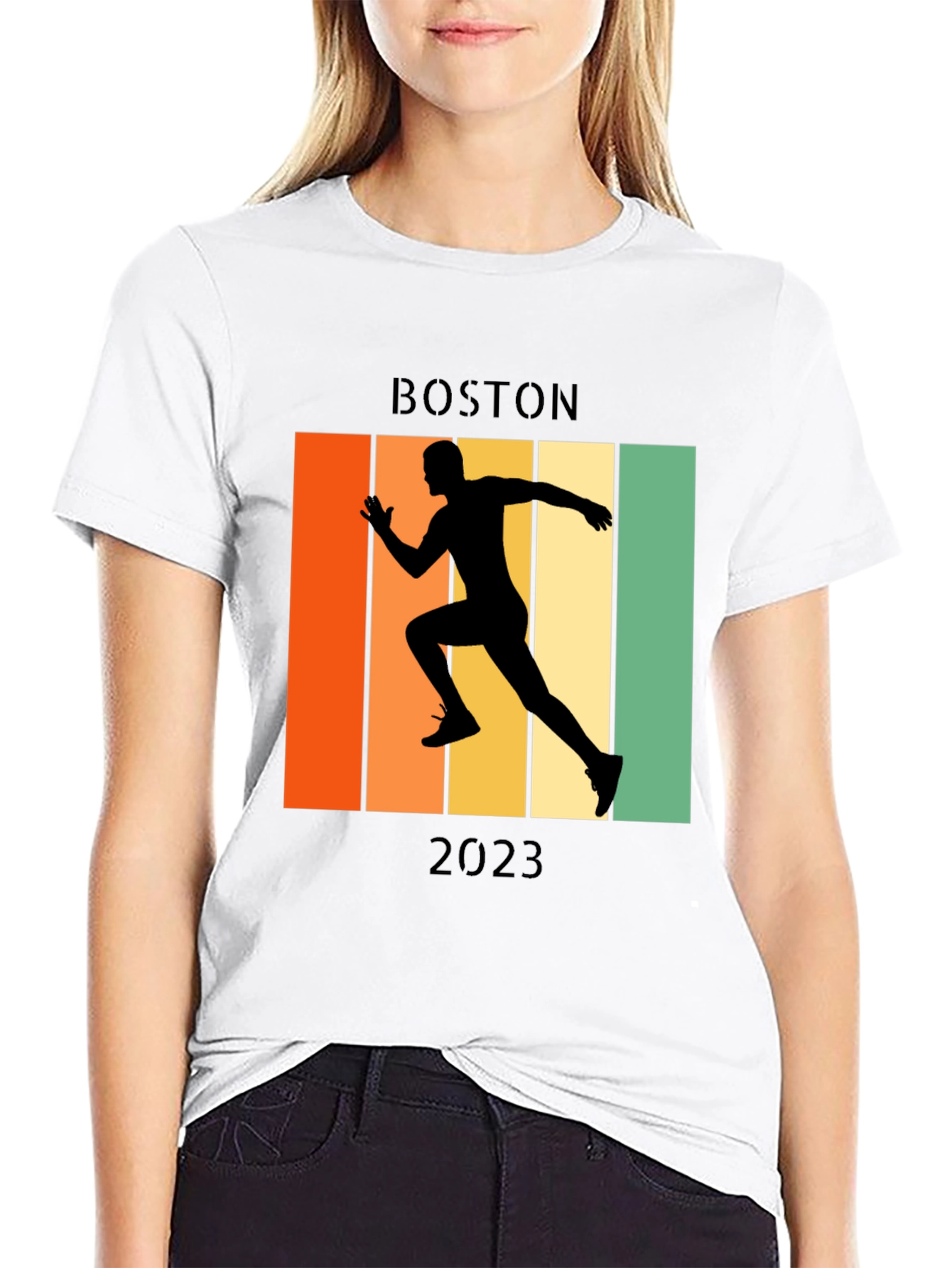 Boston Marathon 2023 Retro Runner T-Shirt