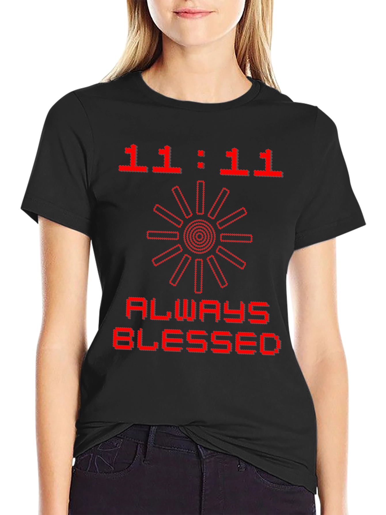 11:11 Always Blessed Graphic Tee - Black