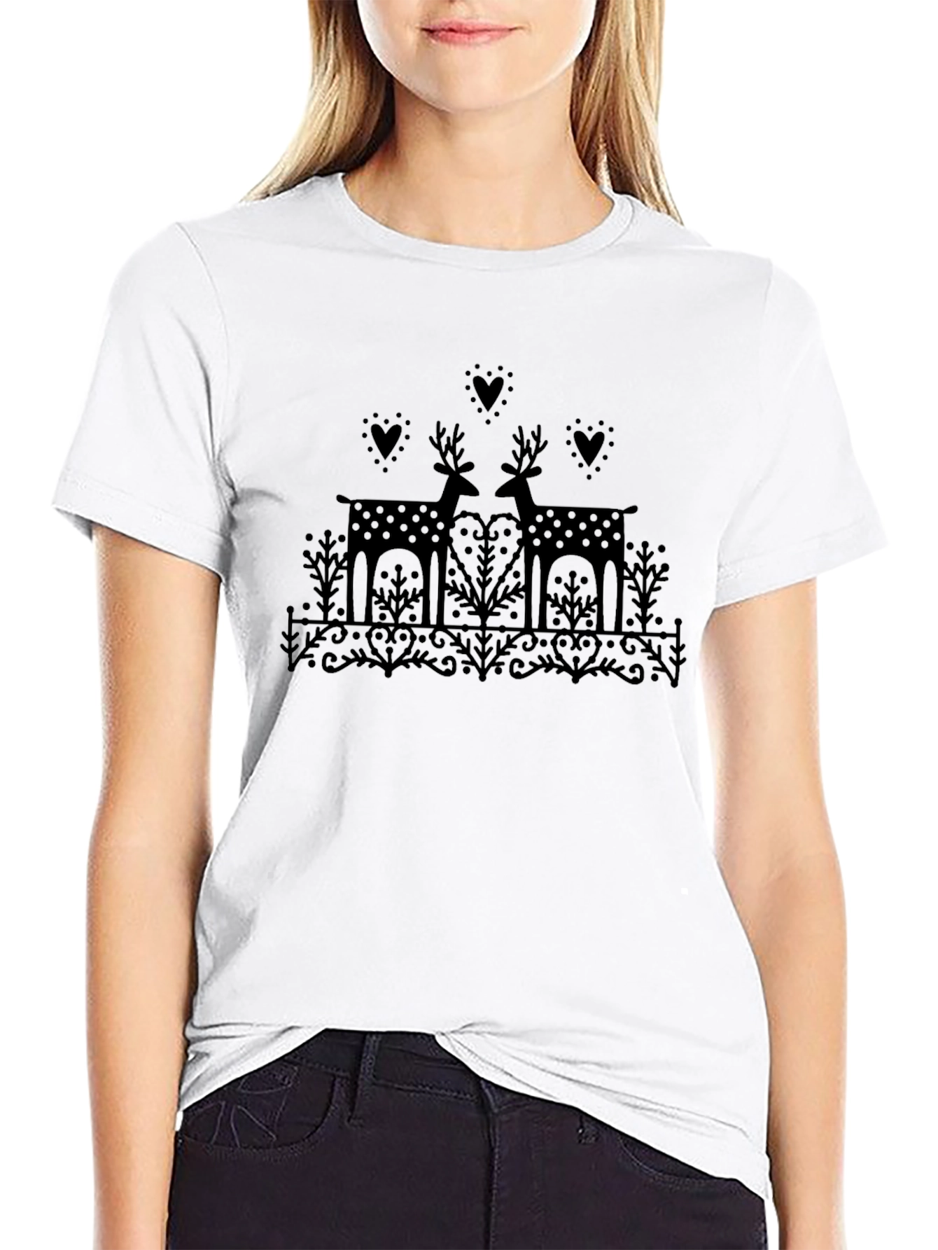Black Deer Silhouette Graphic Tee