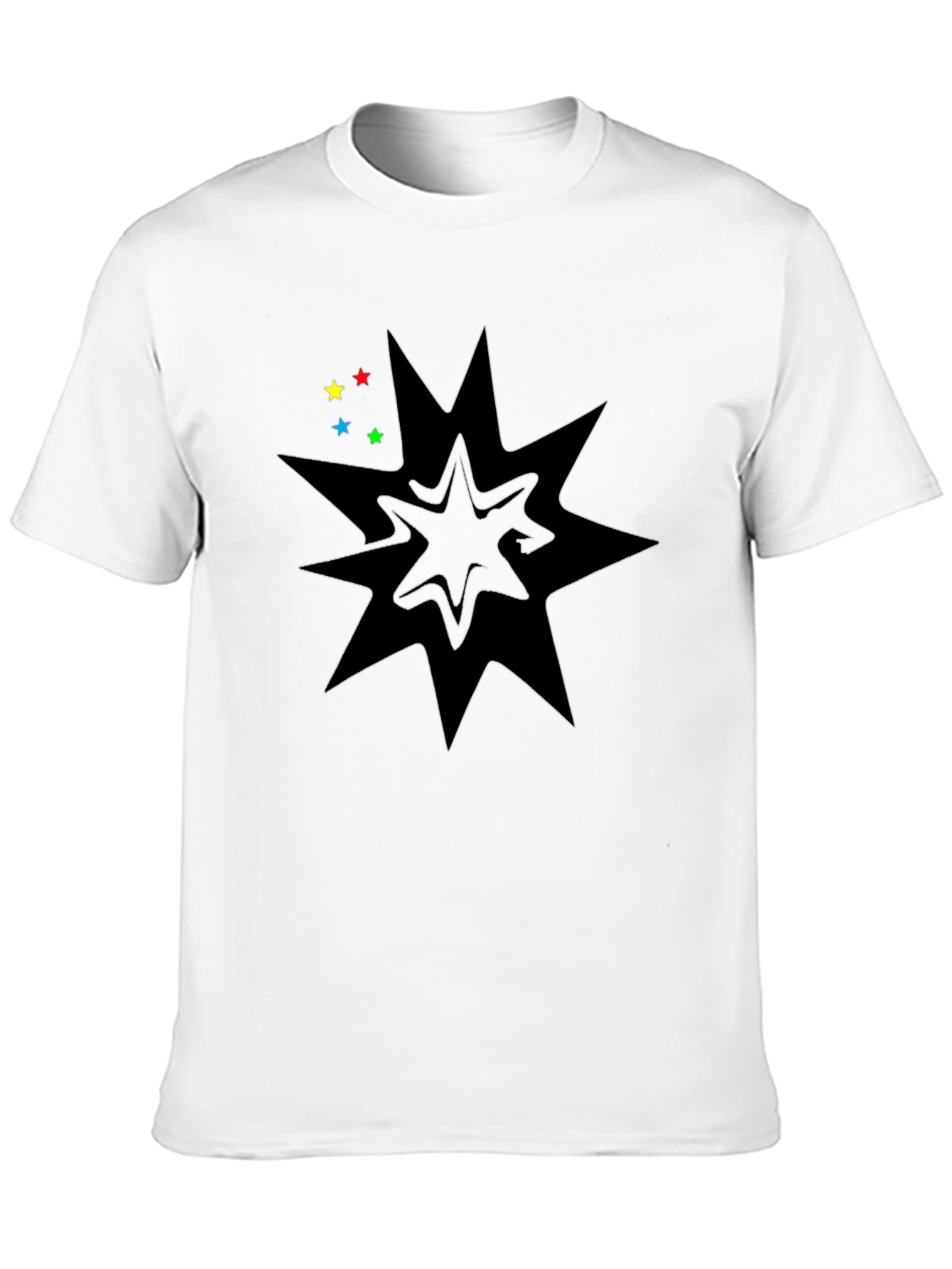 Black Graphic Tee with Star Burst Design