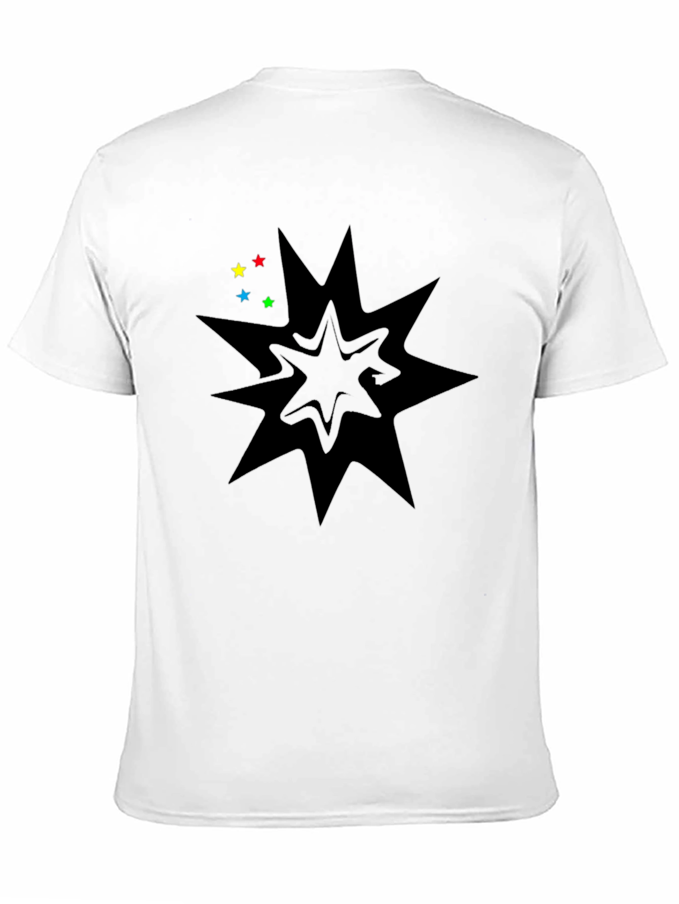 Black Graphic Tee with Star Burst Design