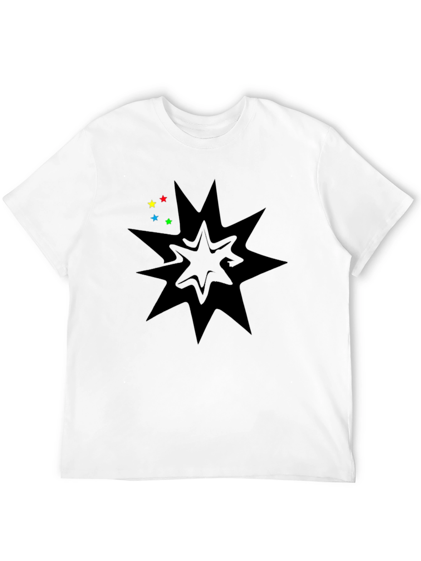 Black Graphic Tee with Star Burst Design