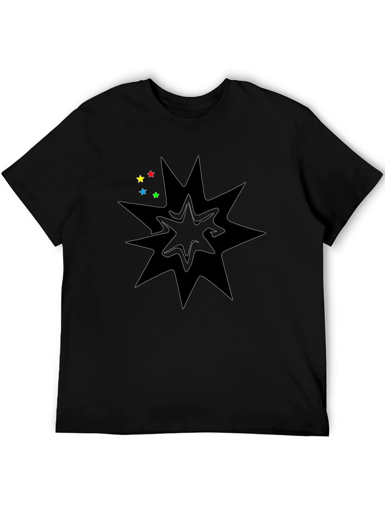 Black Graphic Tee with Star Burst Design