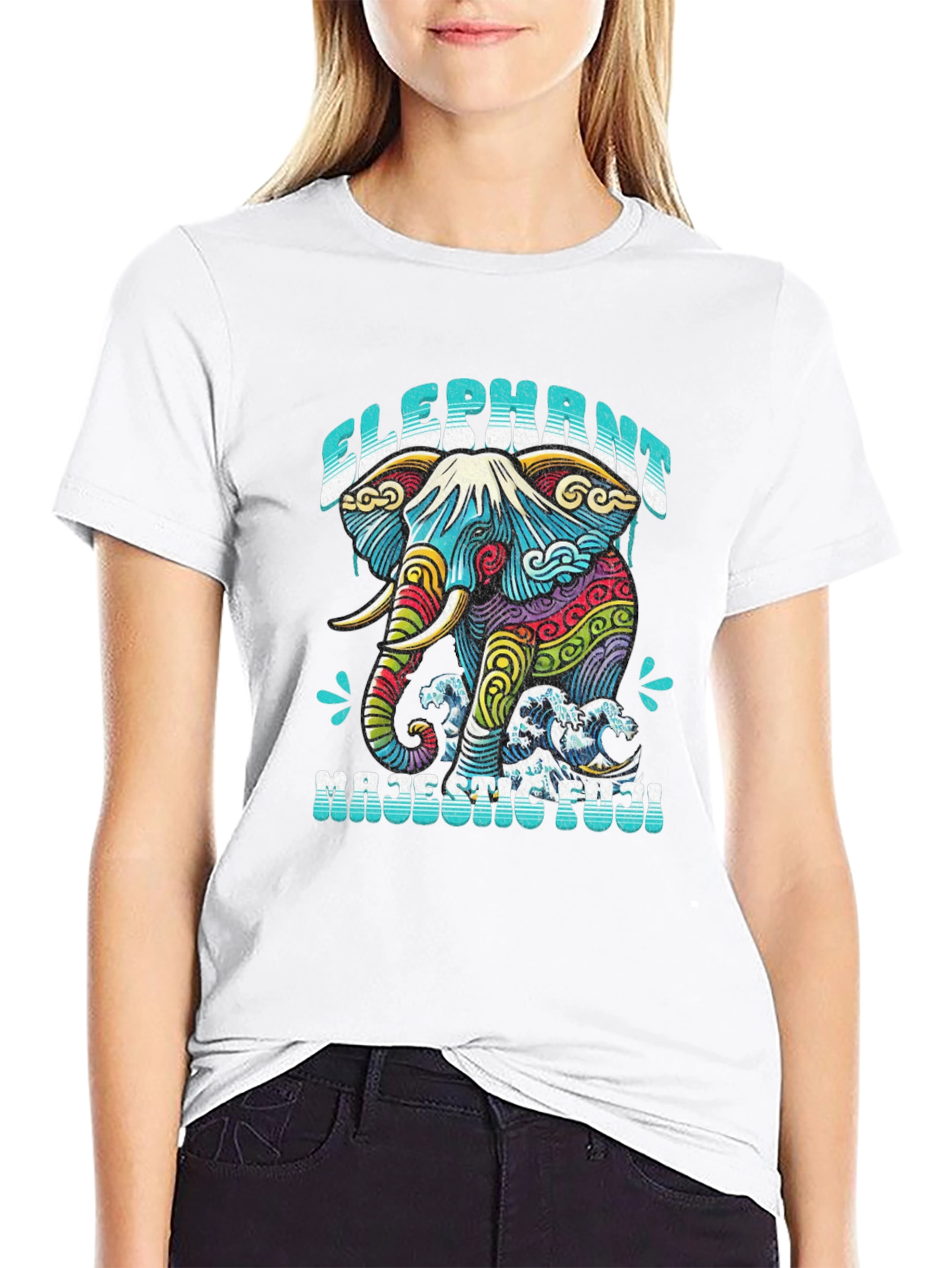 Elephant Majestic Fuji T-Shirt - Artistic Graphic Tee