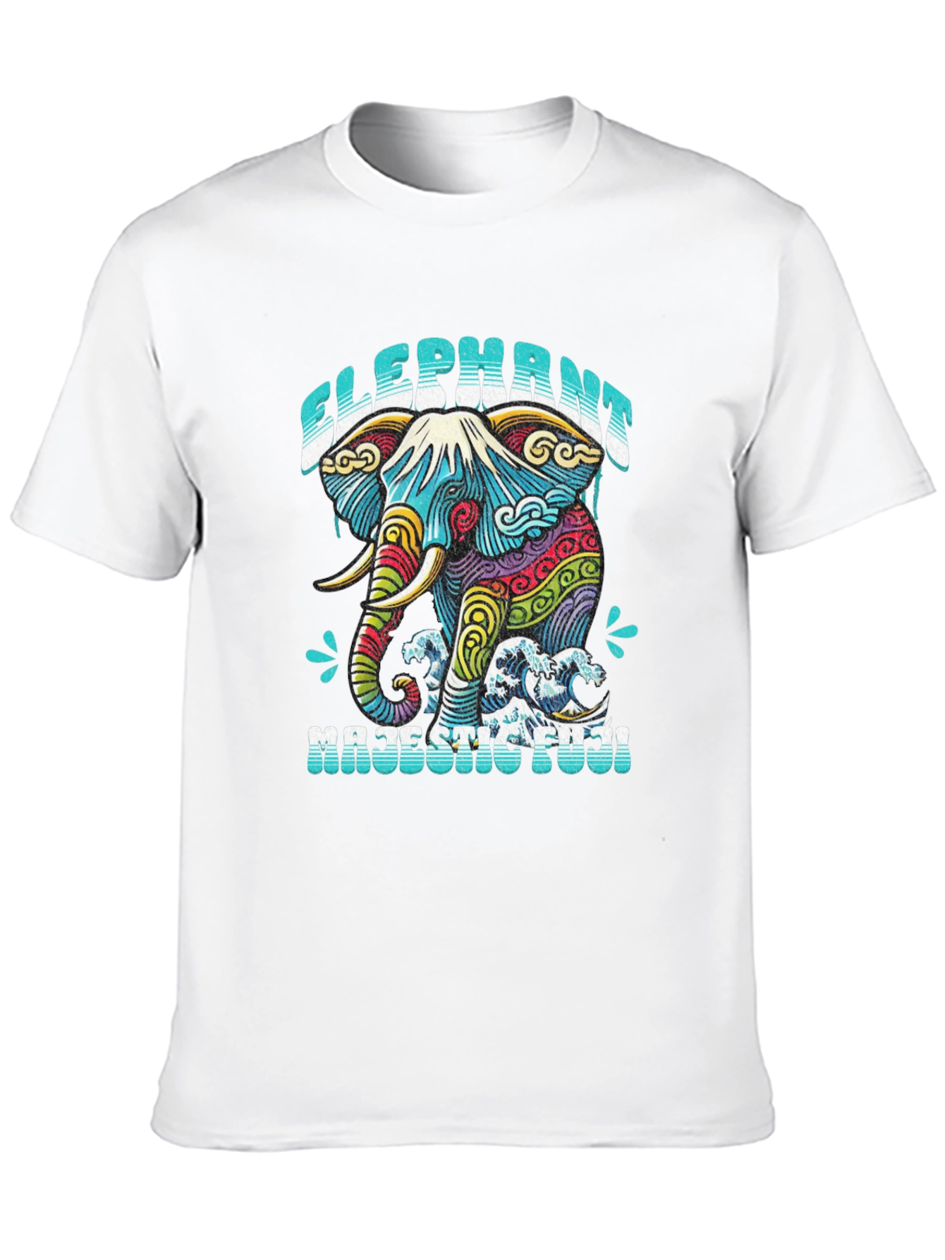 Elephant Majestic Fuji T-Shirt - Artistic Graphic Tee