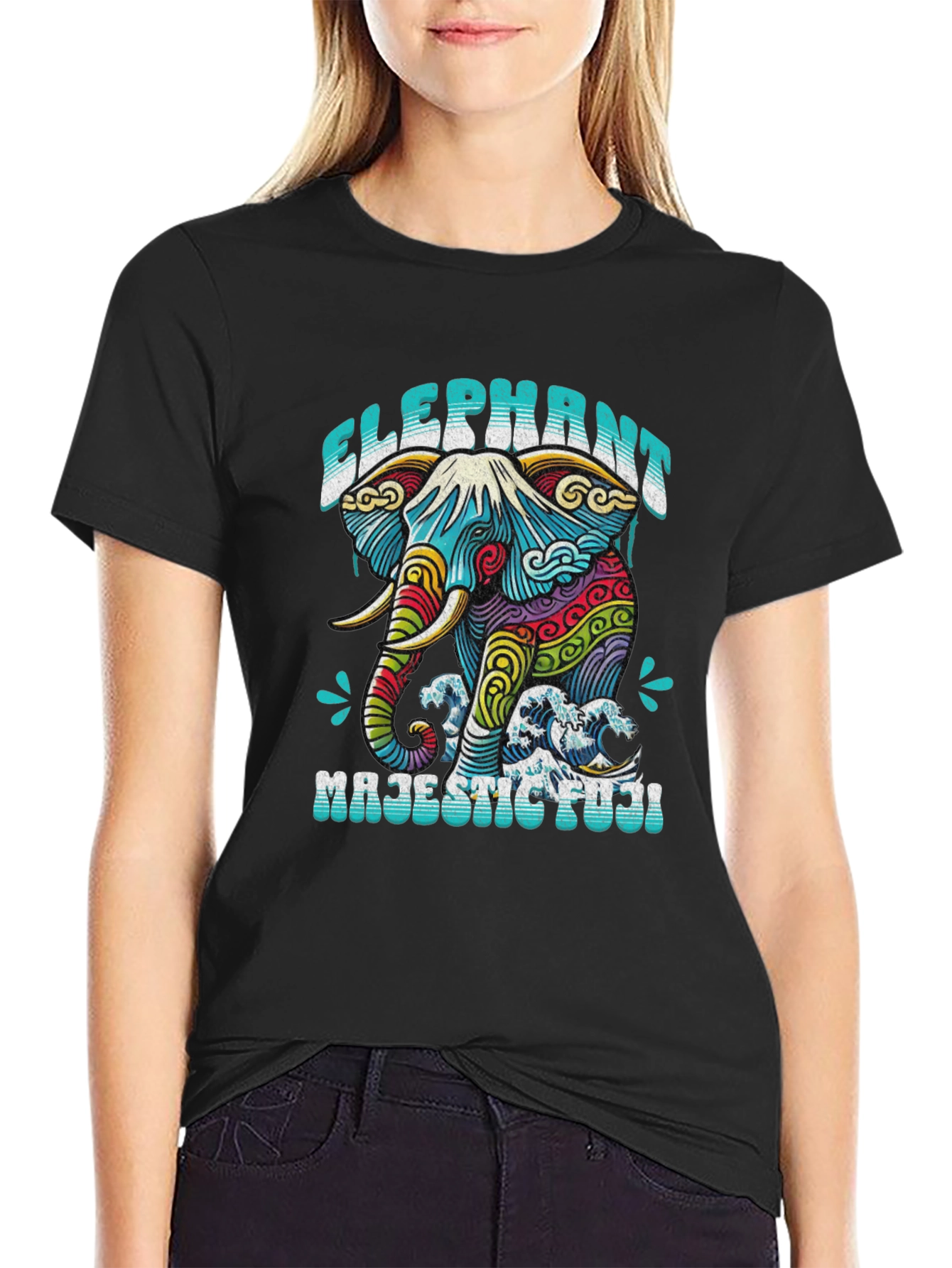 Elephant Majestic Fuji T-Shirt - Artistic Graphic Tee