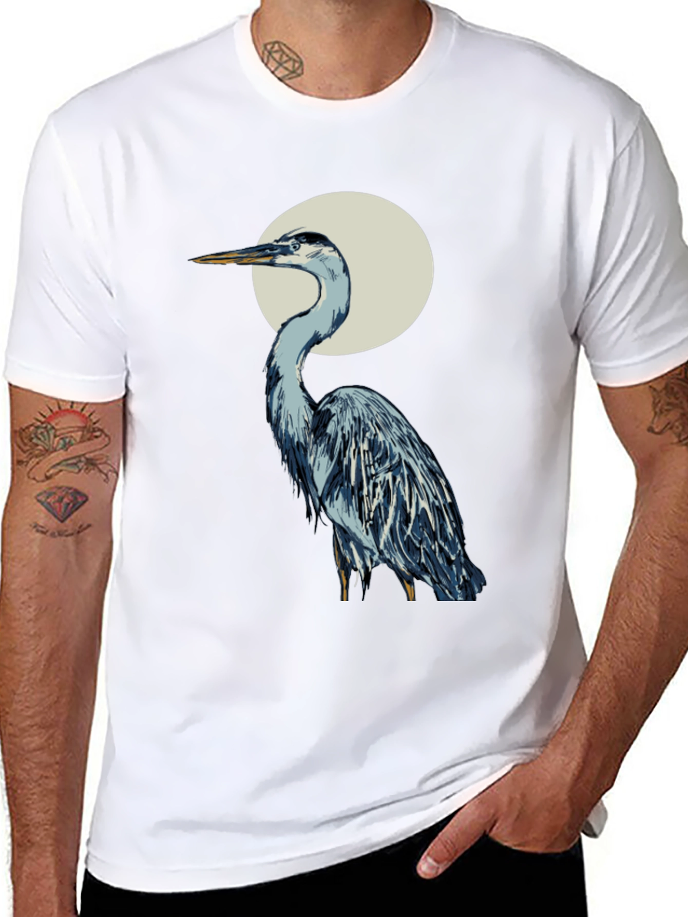 Heron Graphic Tee - Stylish Bird T-Shirt