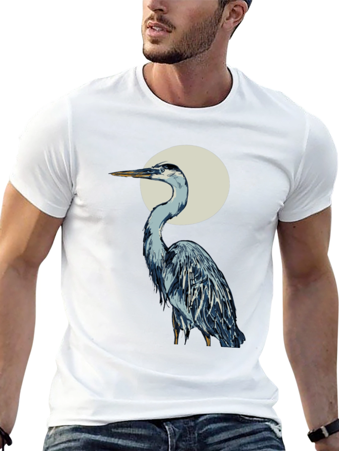 Heron Graphic Tee - Stylish Bird T-Shirt
