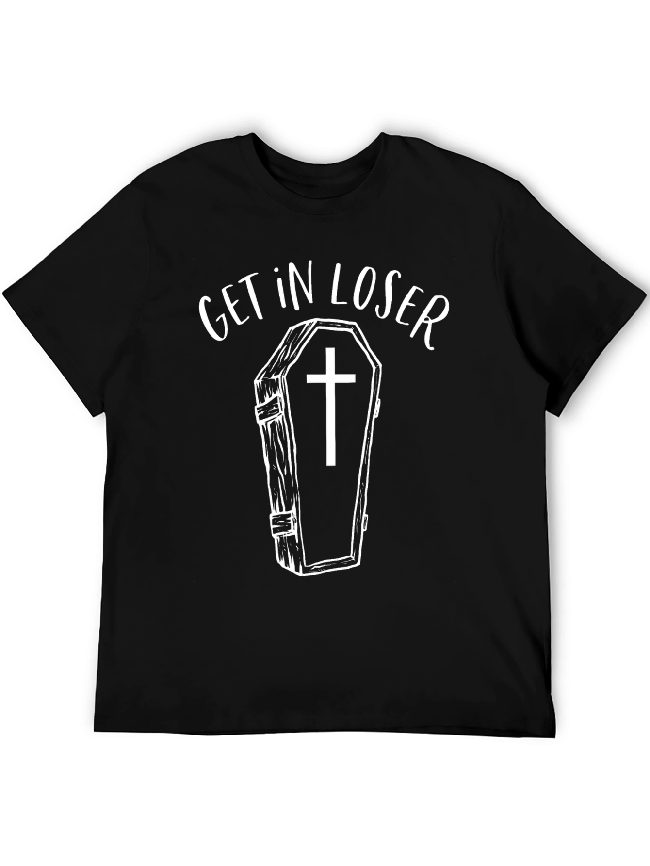 Get In Loser Coffin Graphic Tee - Black T-Shirt