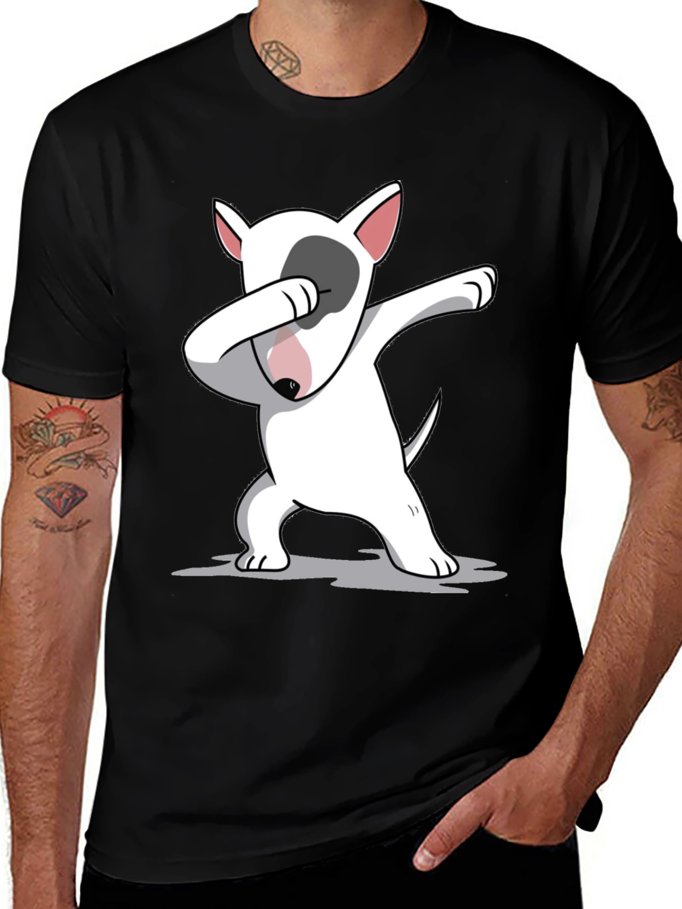 Dabbing Bull Terrier Black T-Shirt
