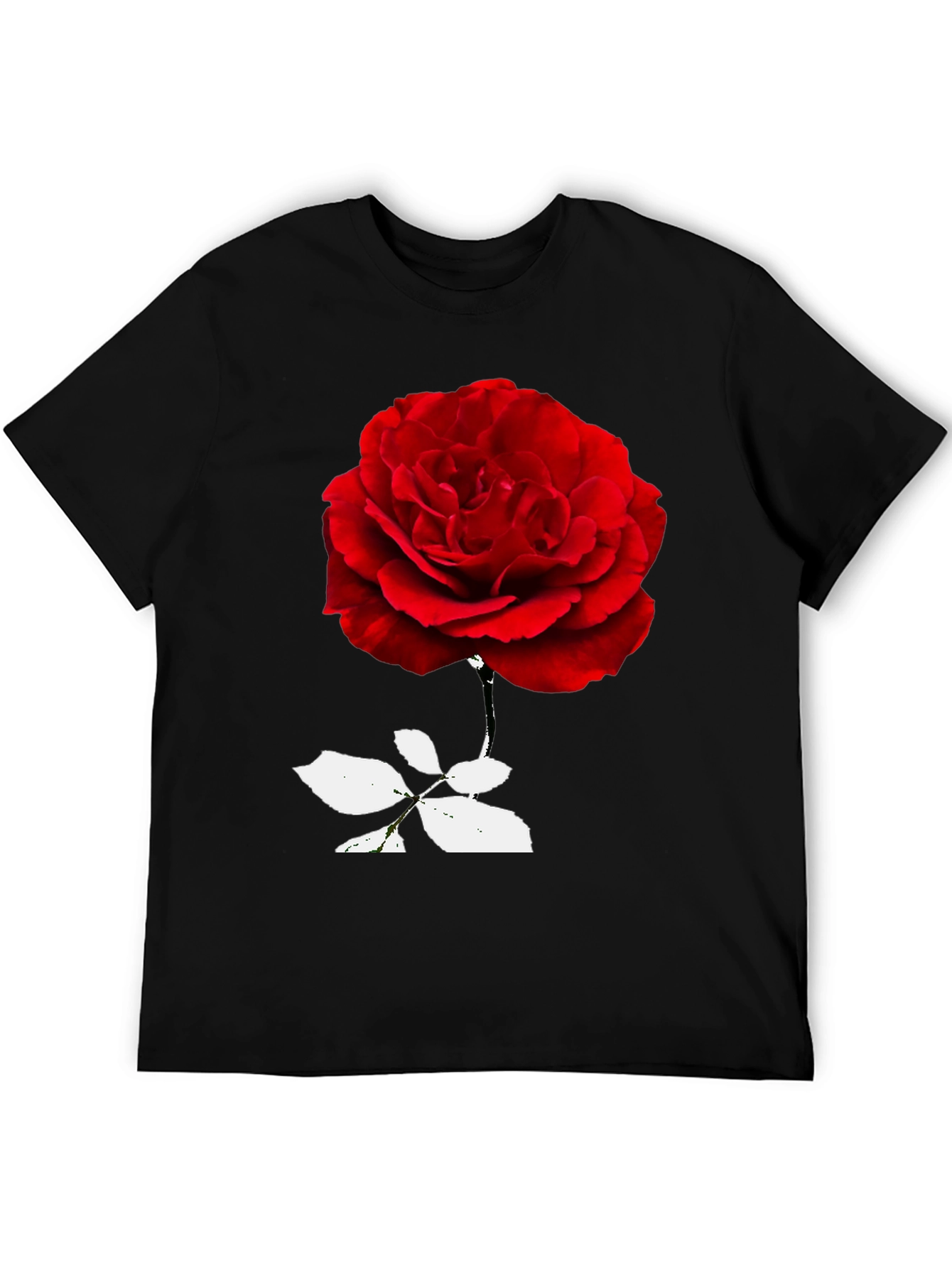 Red Rose Graphic Black T-Shirt