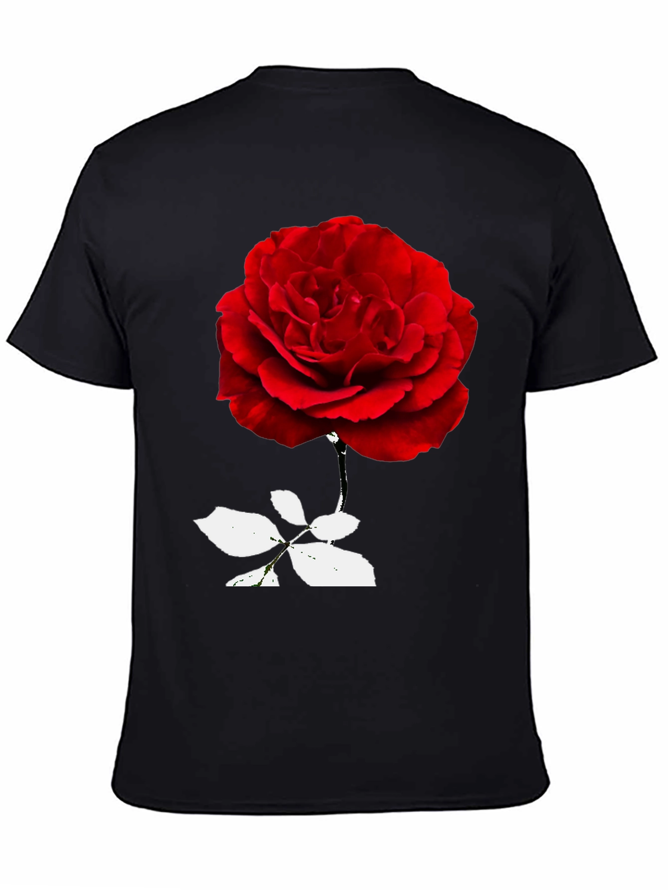 Red Rose Graphic Black T-Shirt