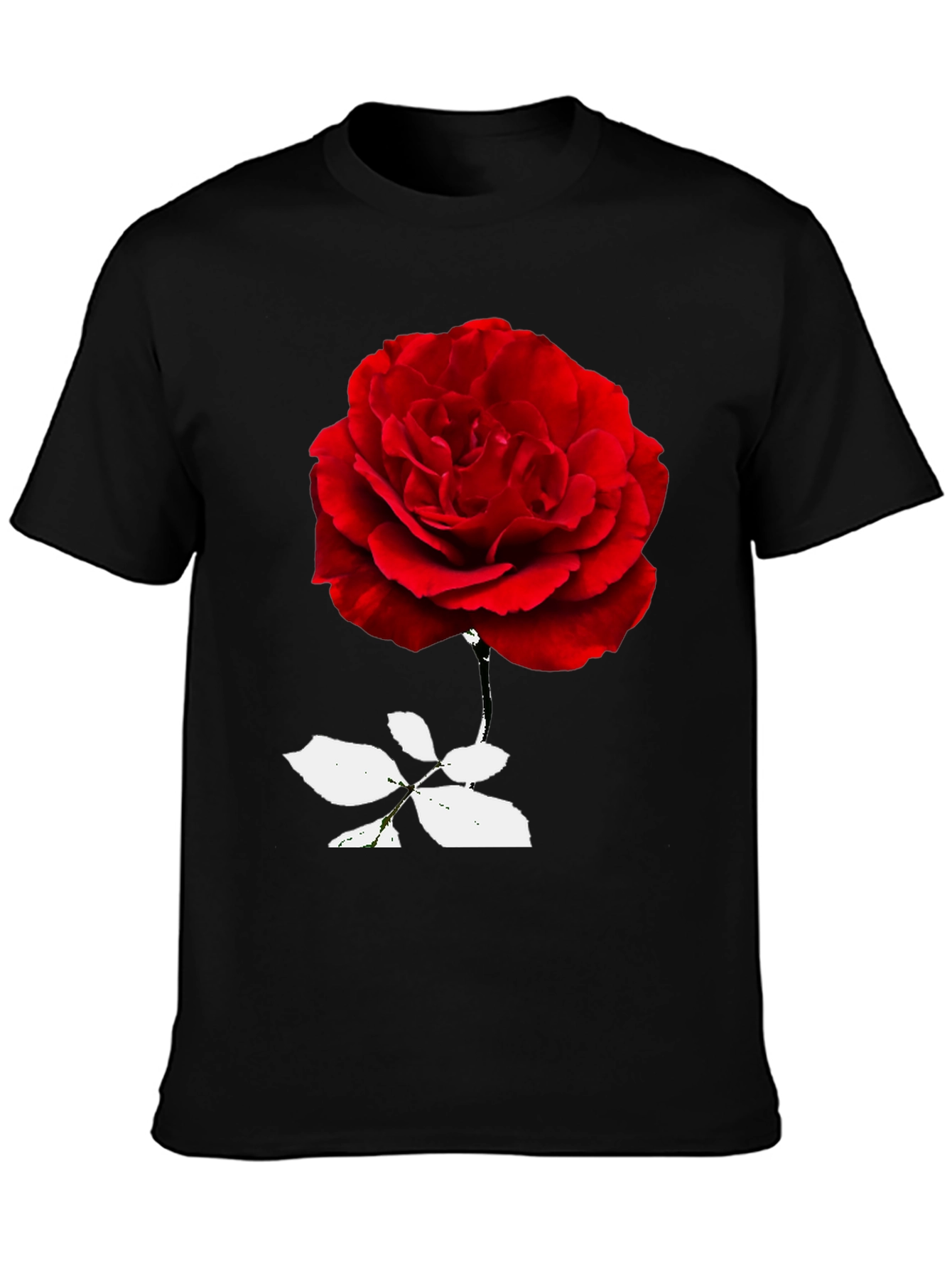 Red Rose Graphic Black T-Shirt