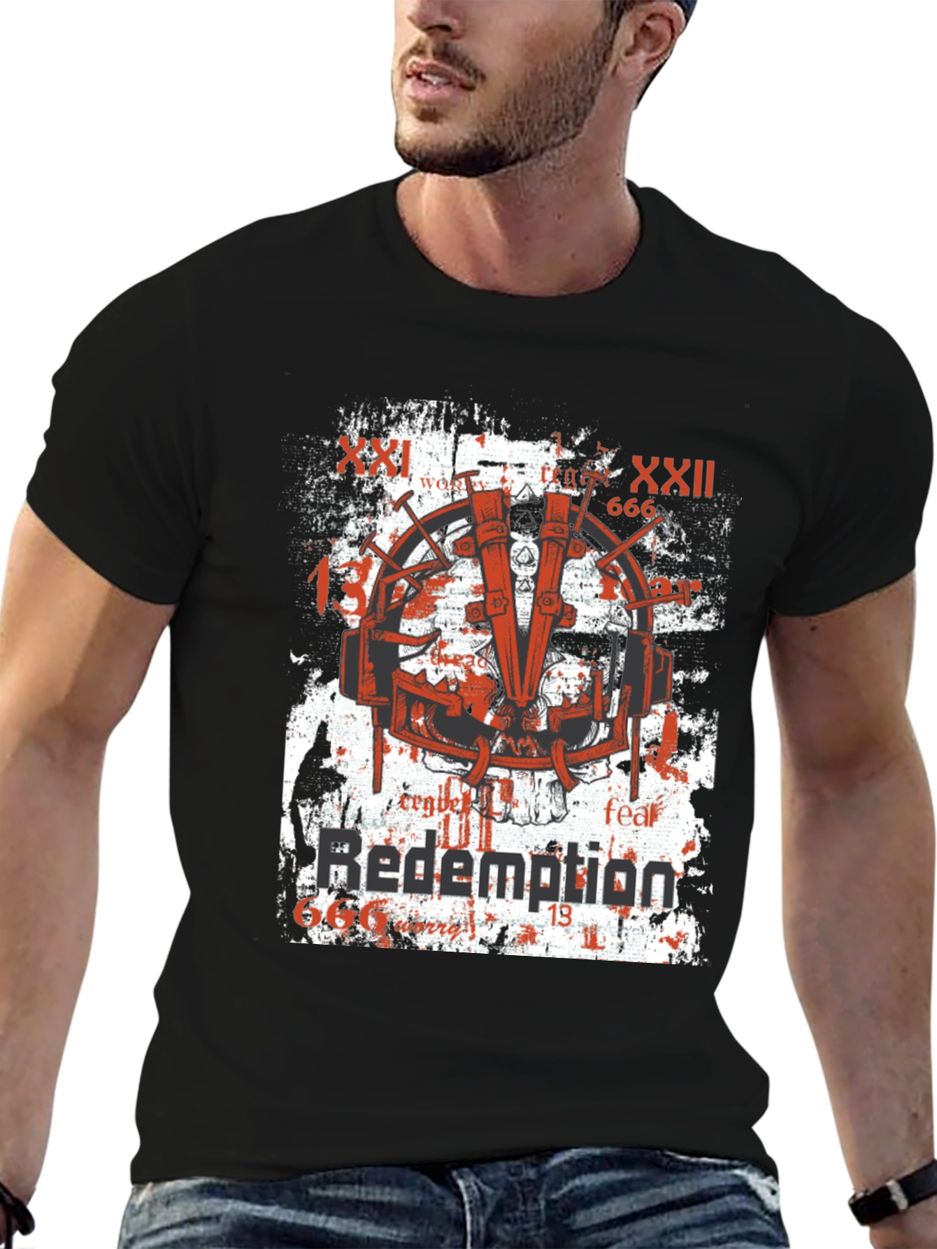 Redemption Graphic Print T-Shirt Grunge Style
