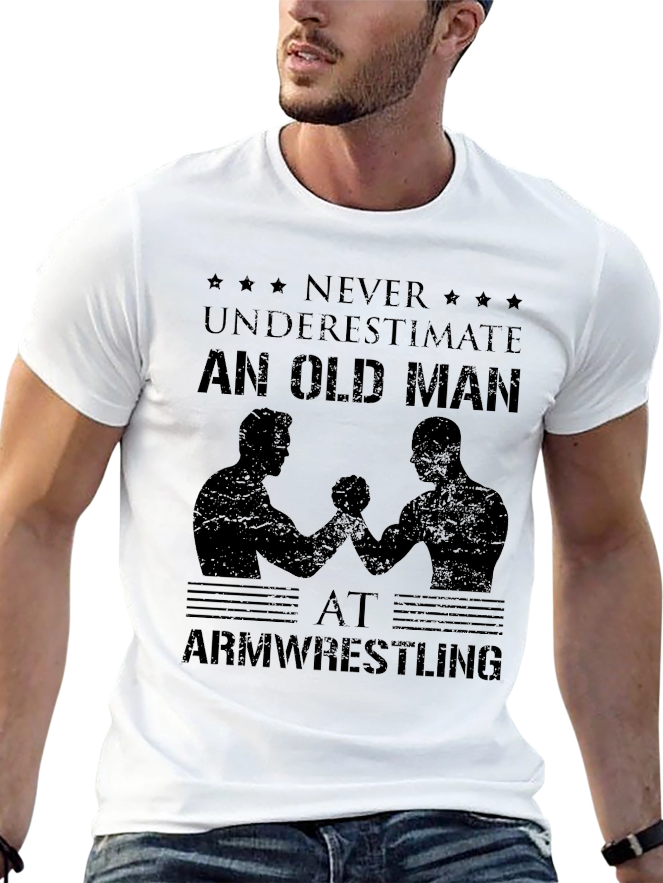 Never Underestimate Old Man Arm Wrestling T-Shirt