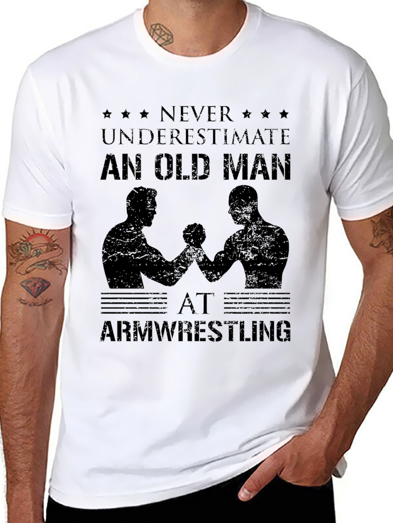 Never Underestimate Old Man Arm Wrestling T-Shirt