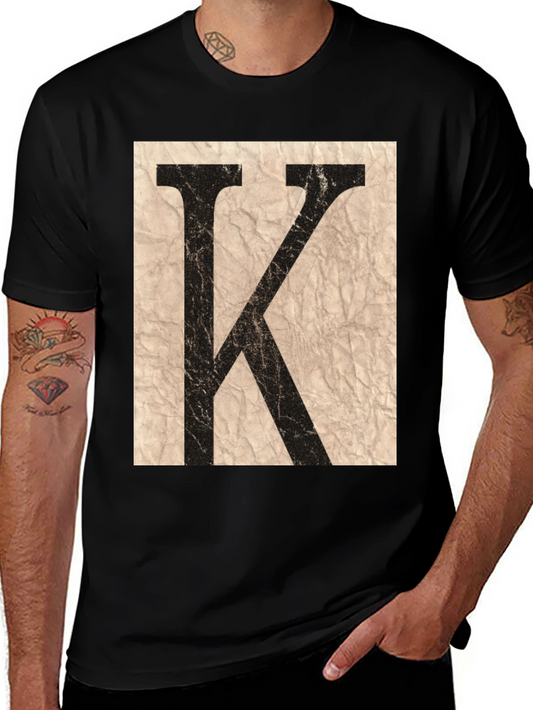 Letter K Graphic Print Black T-Shirt