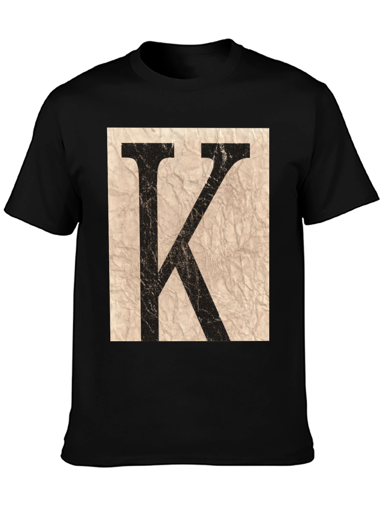 Letter K Graphic Print Black T-Shirt