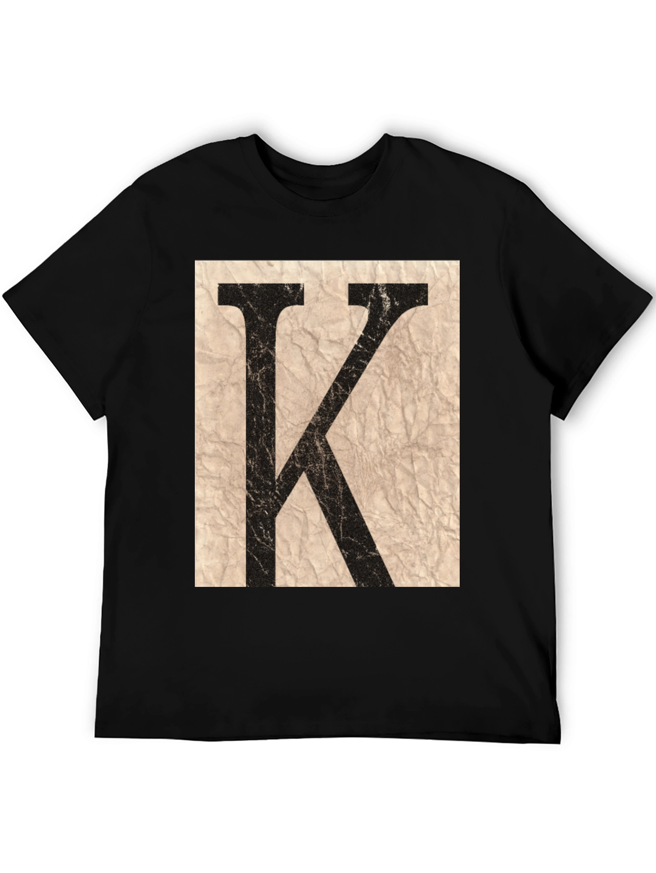 Letter K Graphic Print Black T-Shirt