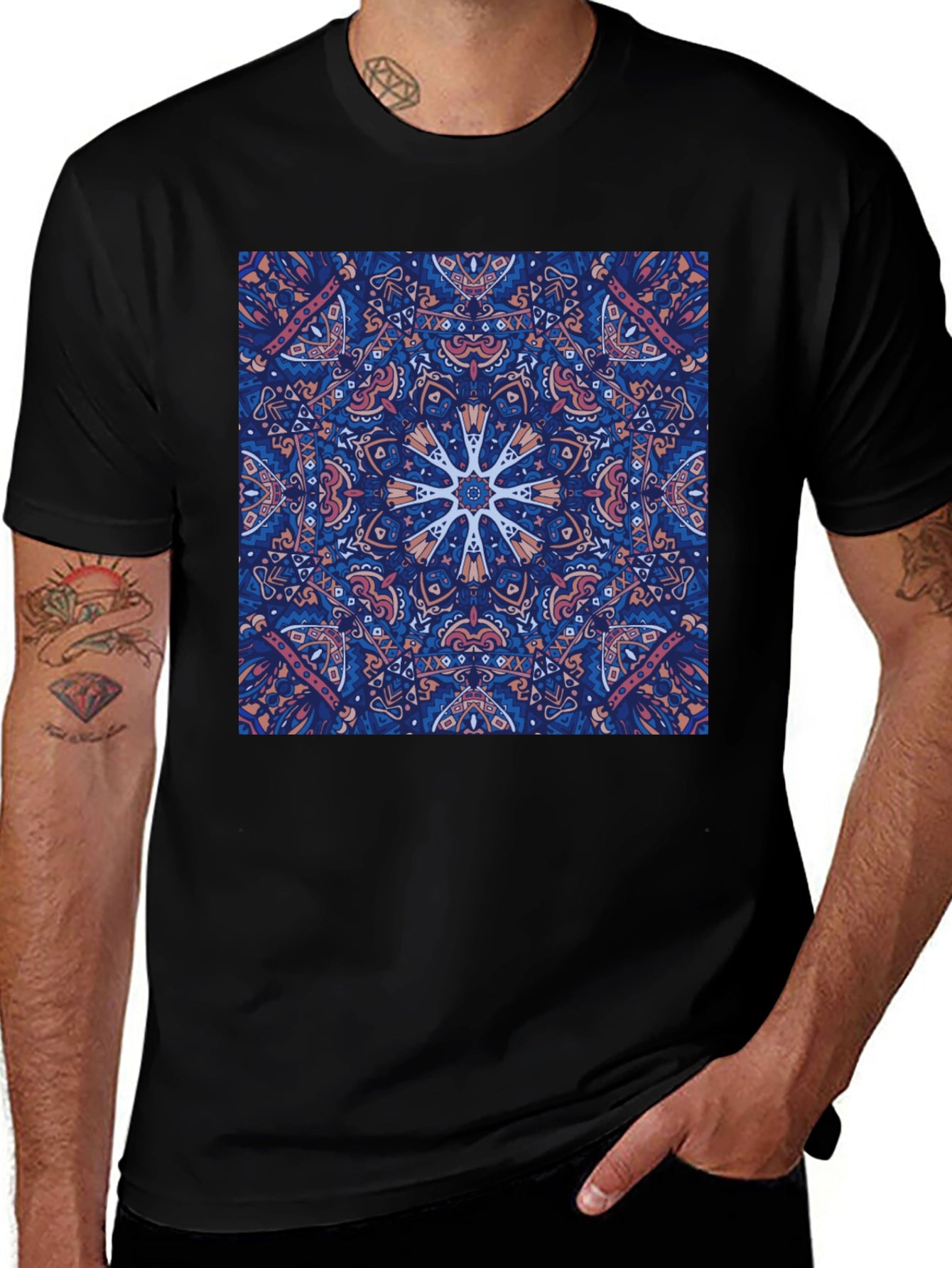 Boho Mandala Graphic Black T-Shirt