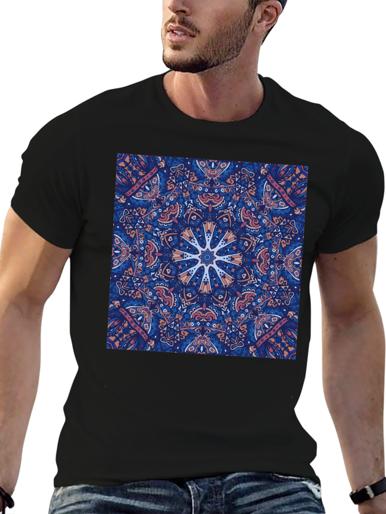 Boho Mandala Graphic Black T-Shirt