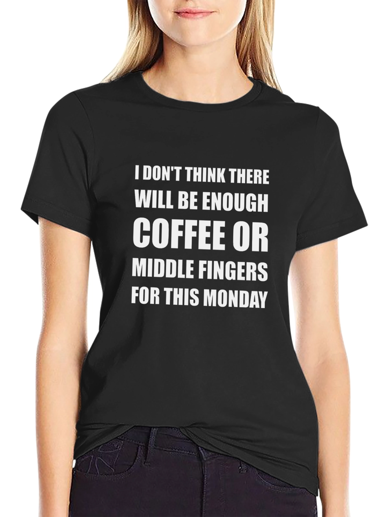 Funny Monday Coffee & Middle Finger Graphic T-Shirt