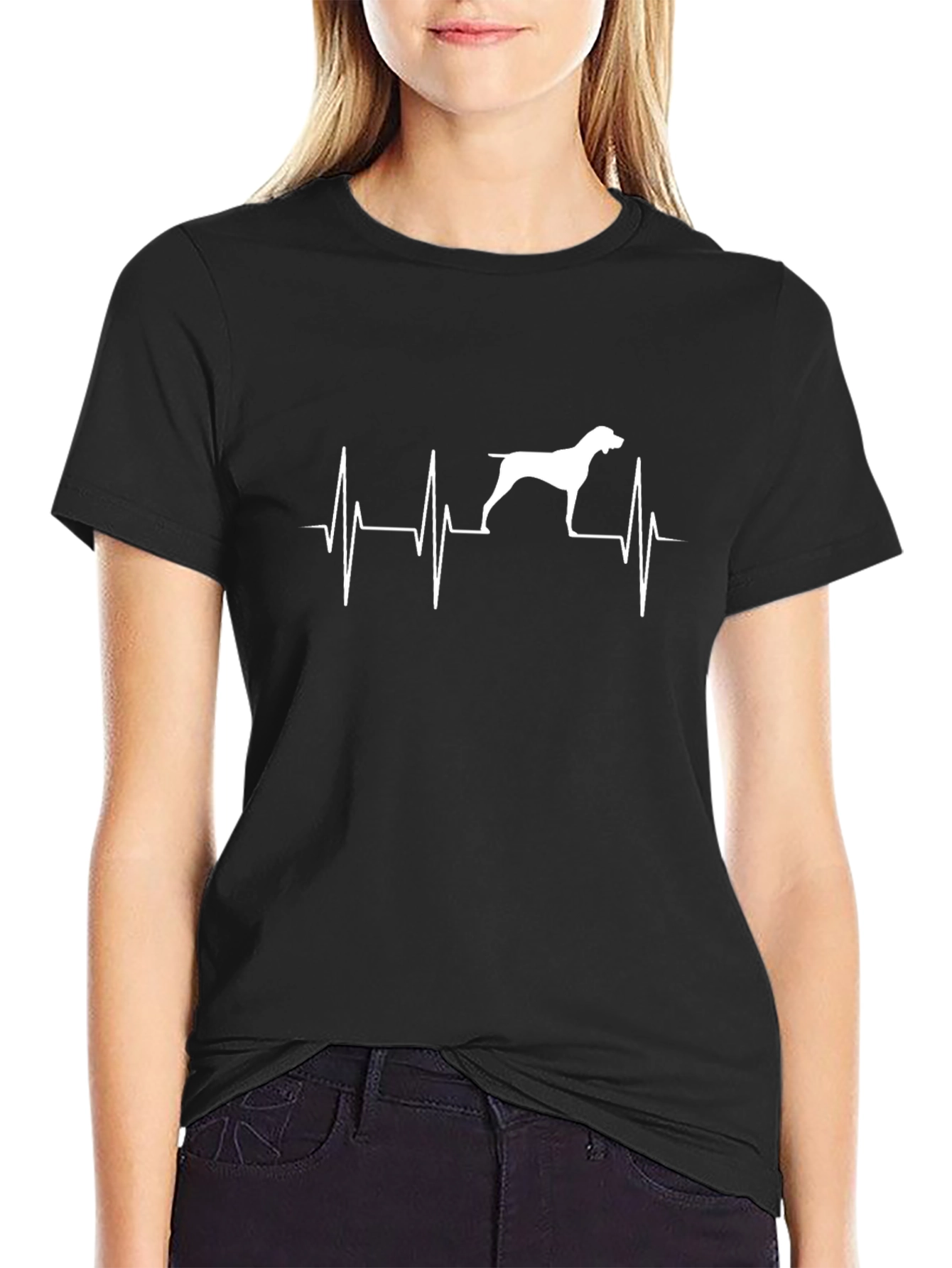 Dog Heartbeat T-Shirt - Black Short Sleeve