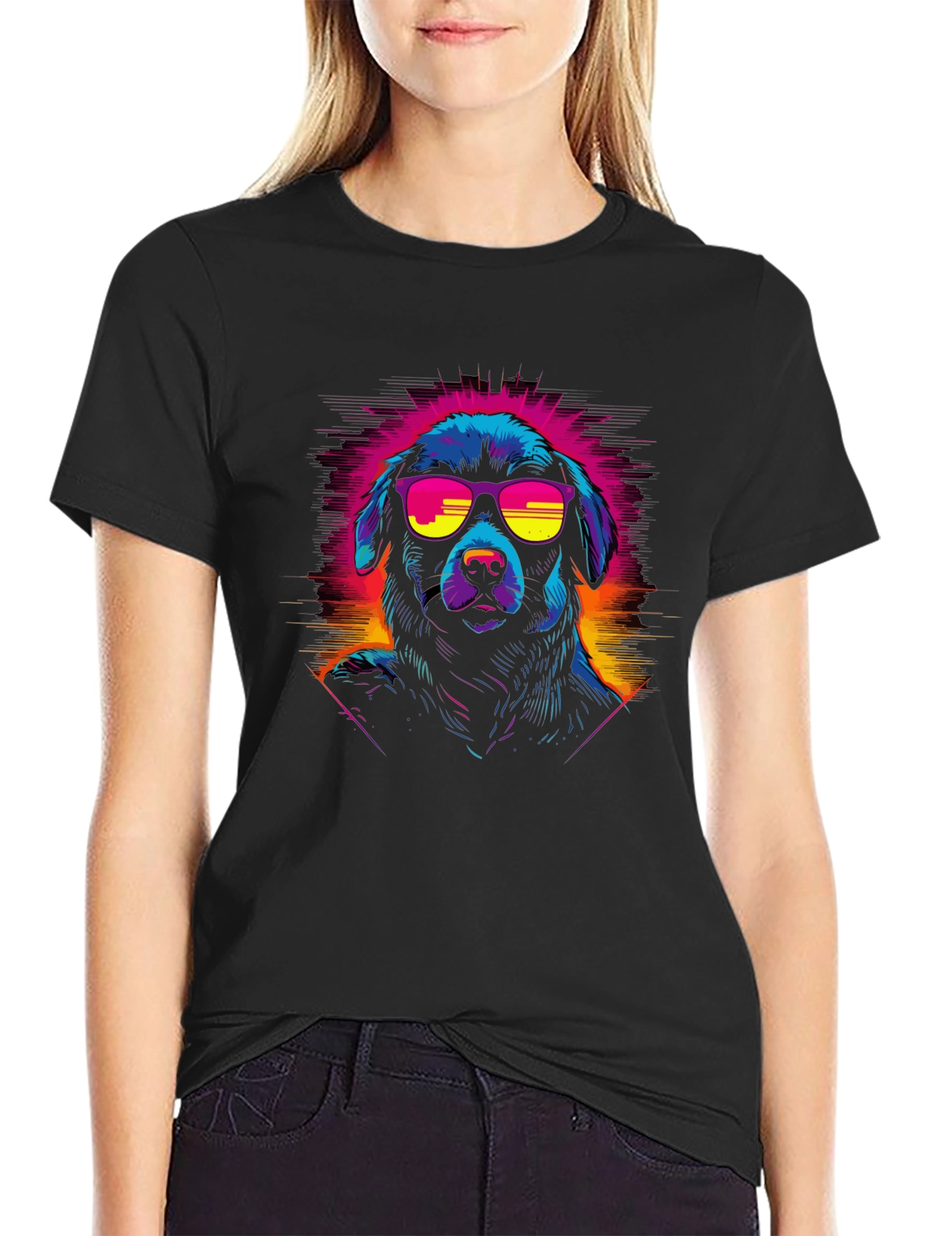 Retro Cool Dog Graphic Tee - Black