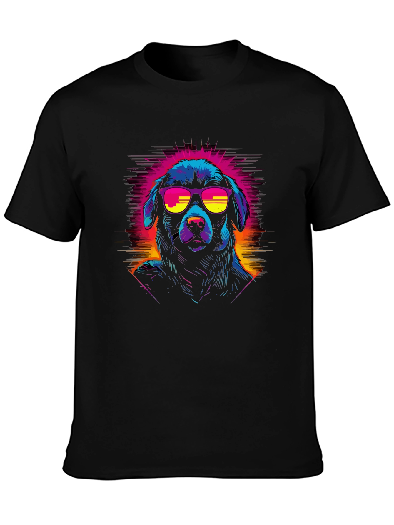 Retro Cool Dog Graphic Tee - Black