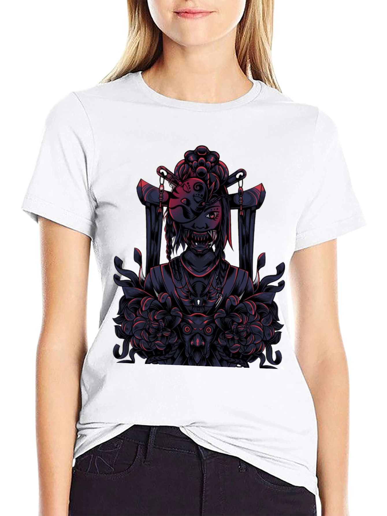 Mystic Geisha Graphic Tee - Dark Anime Style