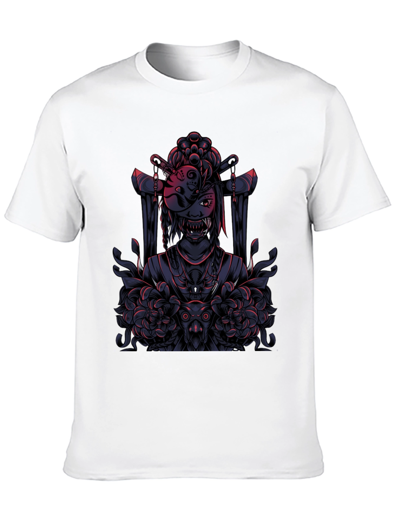 Mystic Geisha Graphic Tee - Dark Anime Style