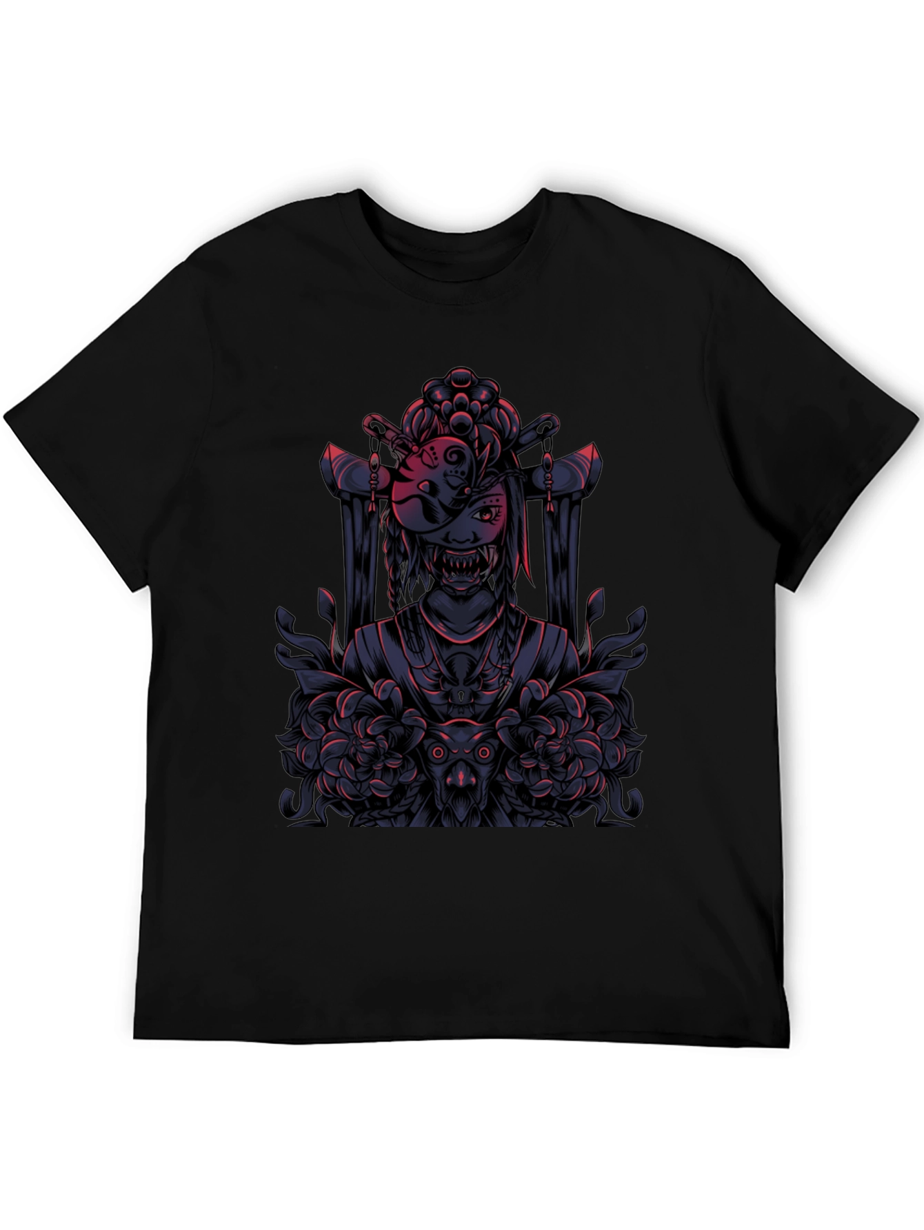 Mystic Geisha Graphic Tee - Dark Anime Style