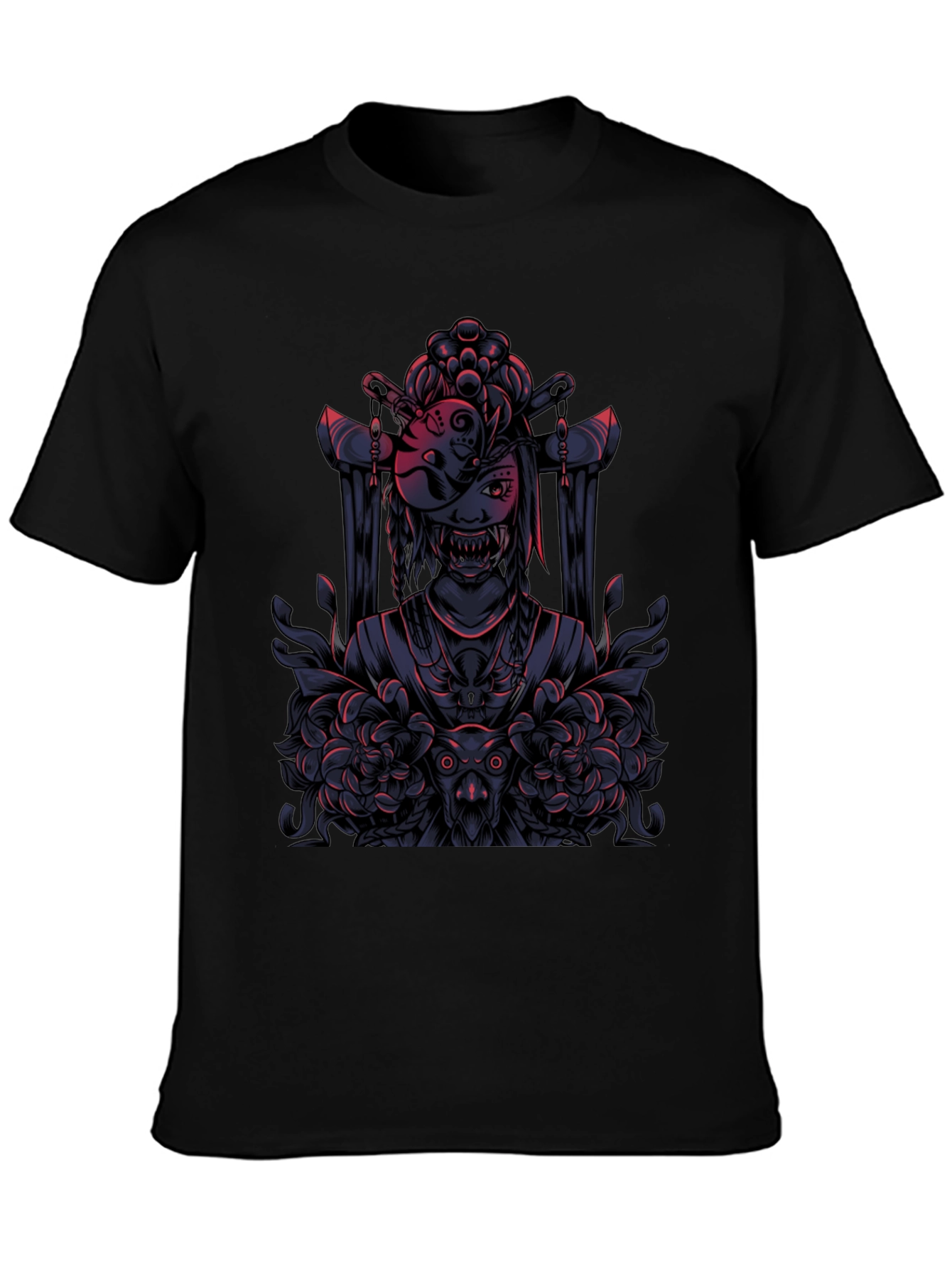 Mystic Geisha Graphic Tee - Dark Anime Style