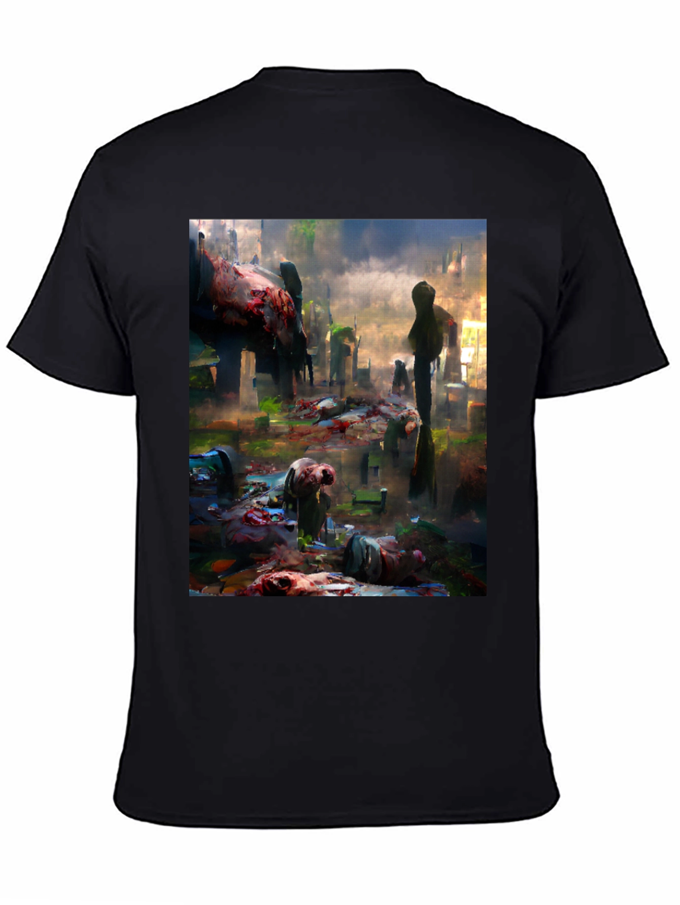 Zombie Graveyard Graphic Tee - Black Cotton T-Shirt