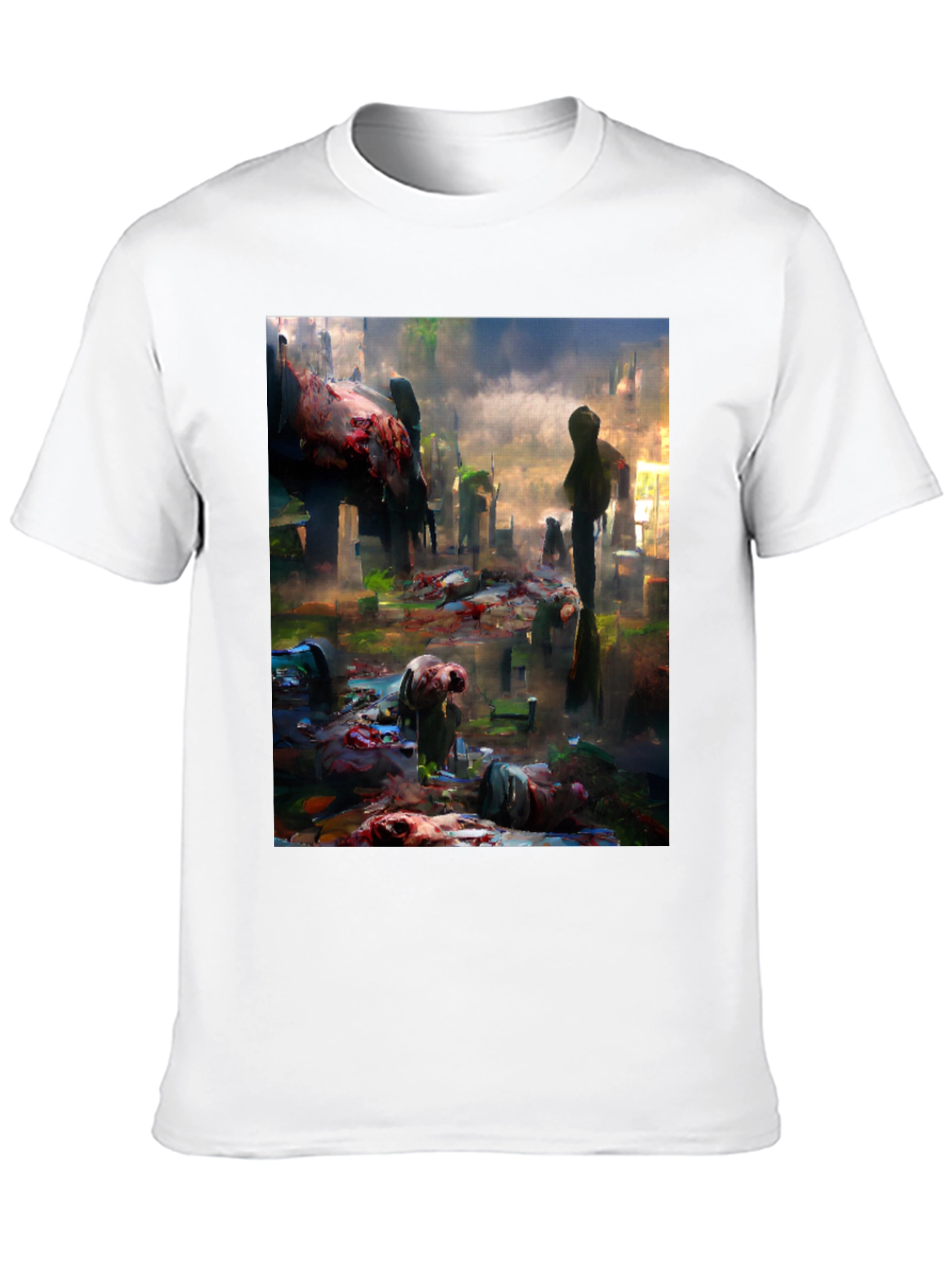 Zombie Graveyard Graphic Tee - Black Cotton T-Shirt
