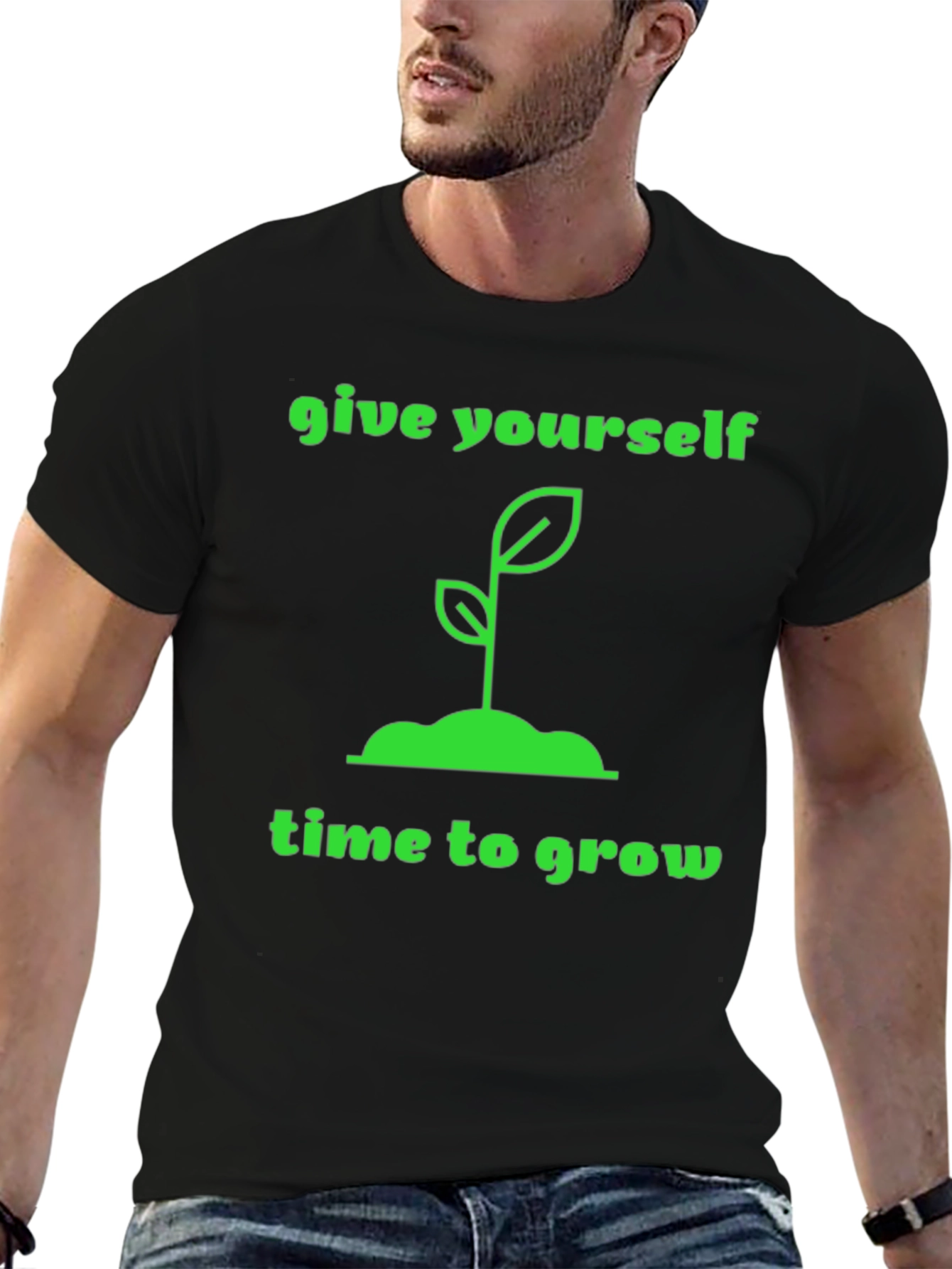 Give Yourself Time To Grow Black T-Shirt