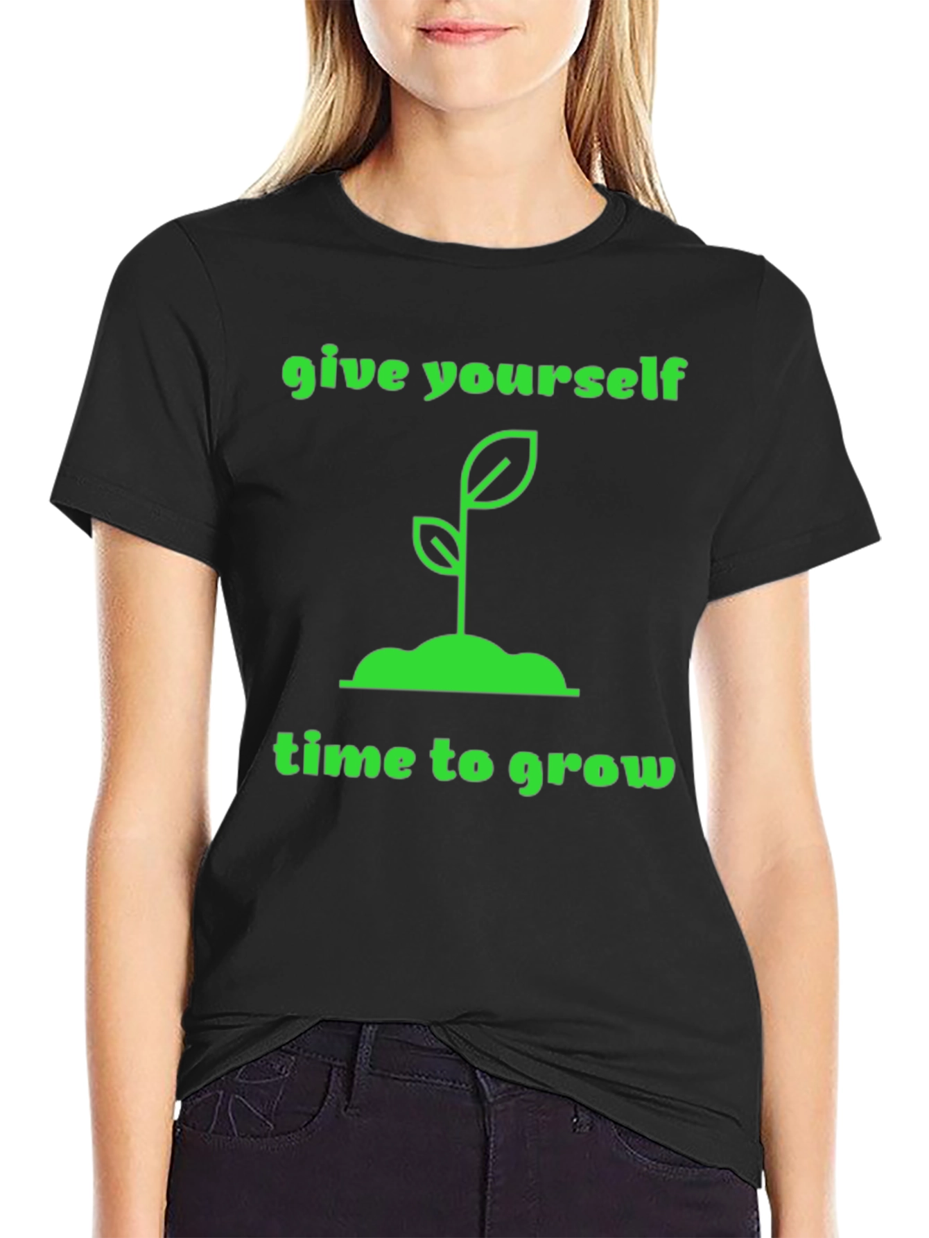 Give Yourself Time To Grow Black T-Shirt