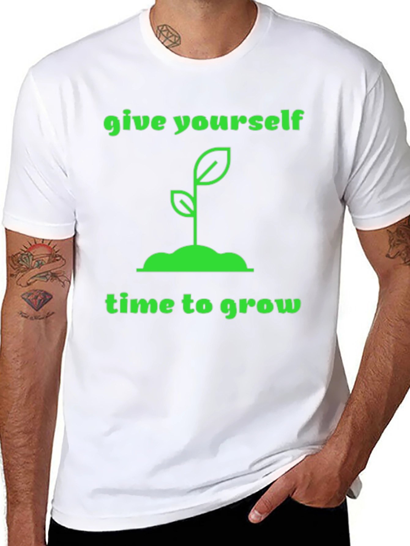 Give Yourself Time To Grow Black T-Shirt