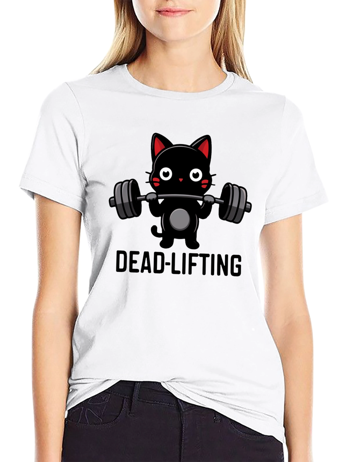 Dead-lifting Cat Graphic Tee