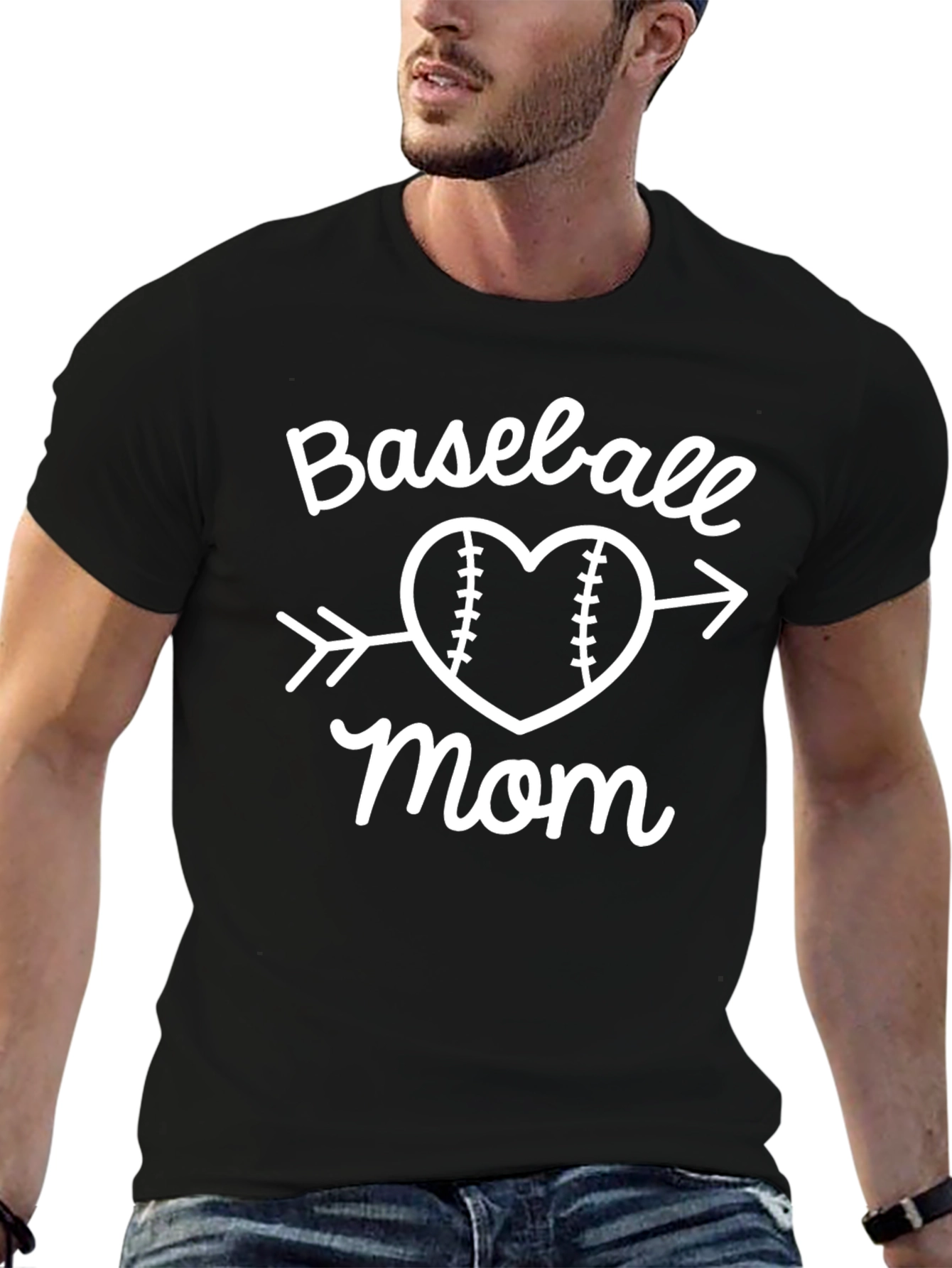 Baseball Mom Arrow Heart Graphic T-Shirt